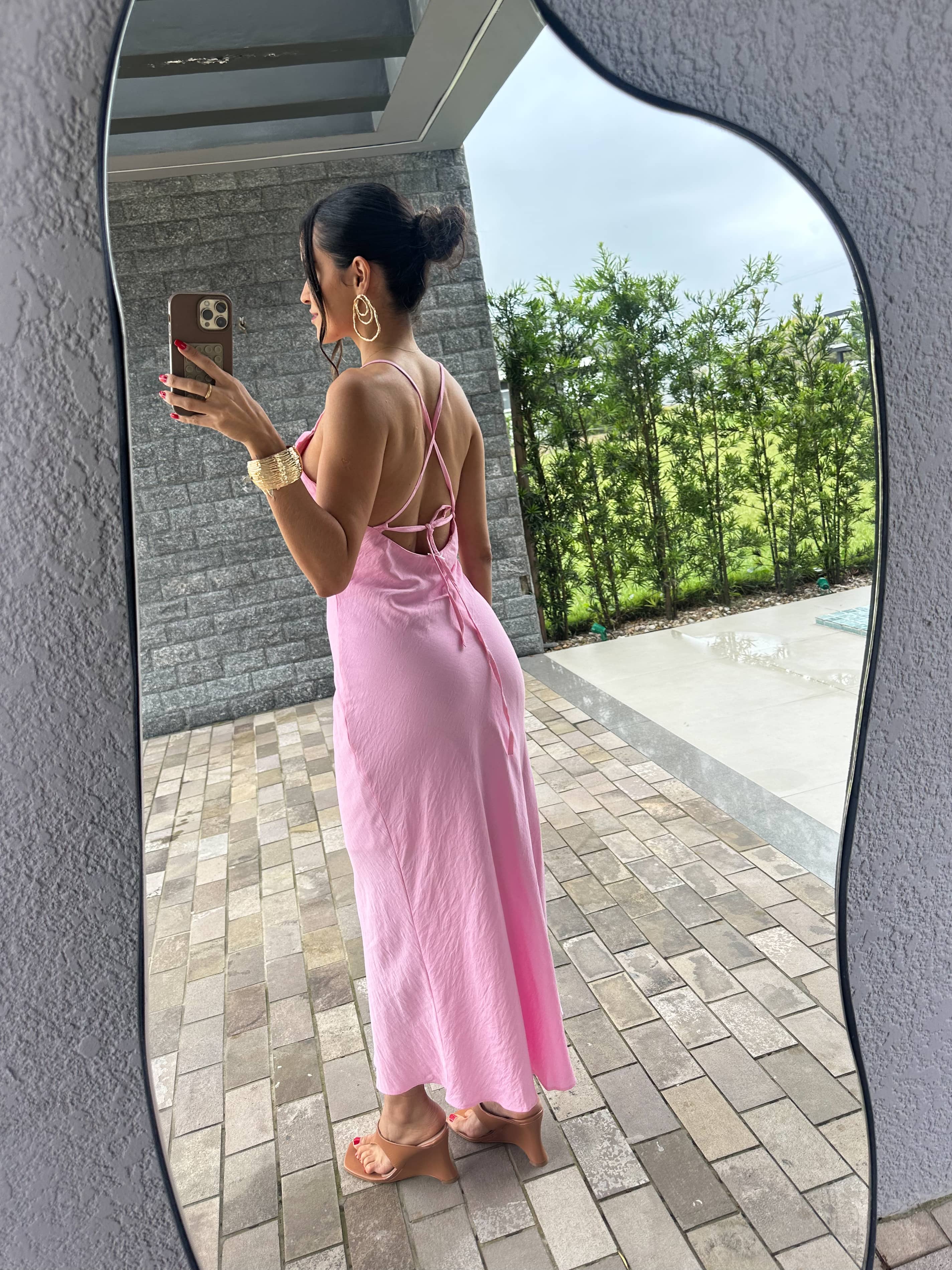 Vestido Midi Rosa Nena