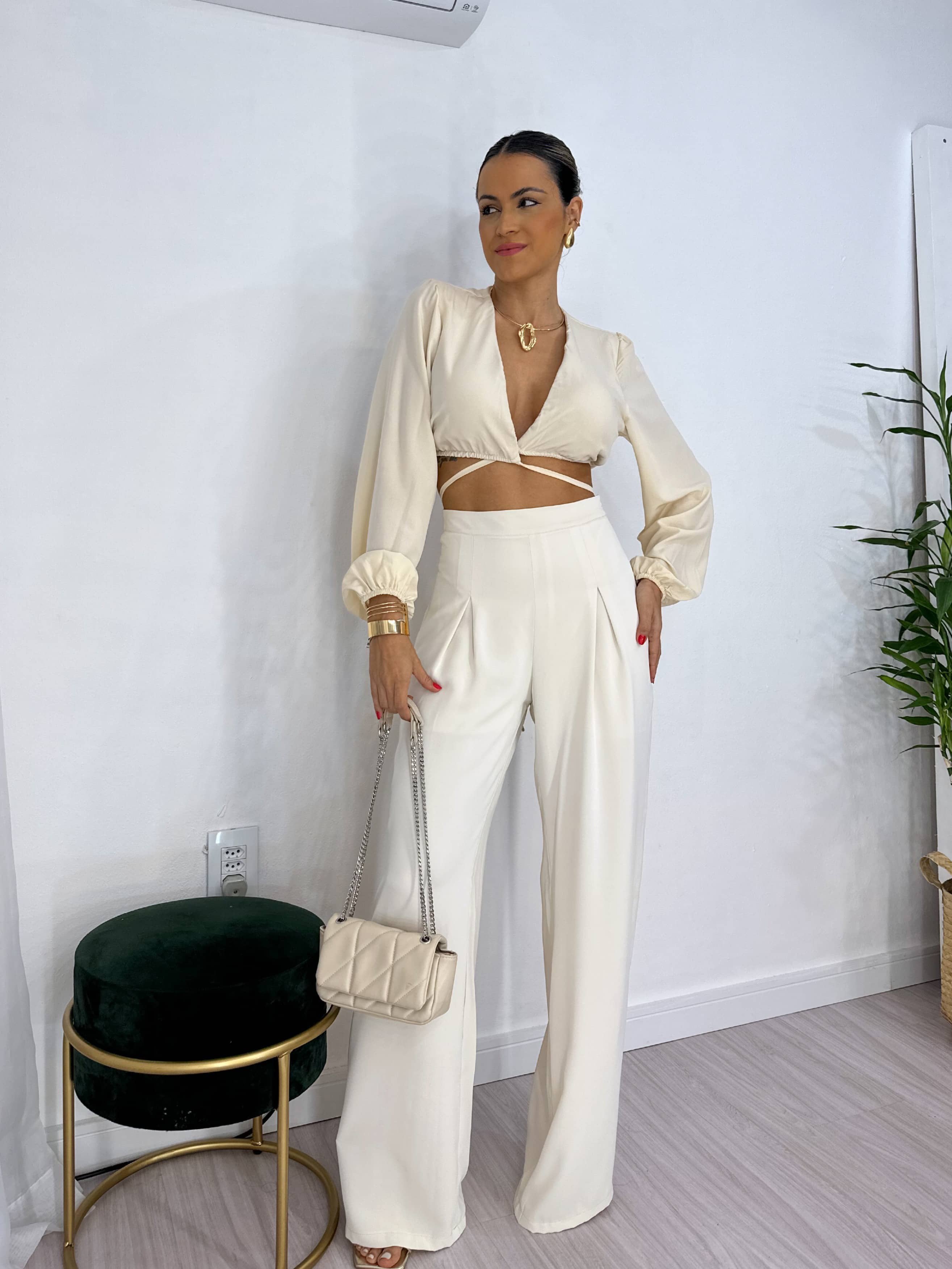 Calça Wide Leg Areia Carol