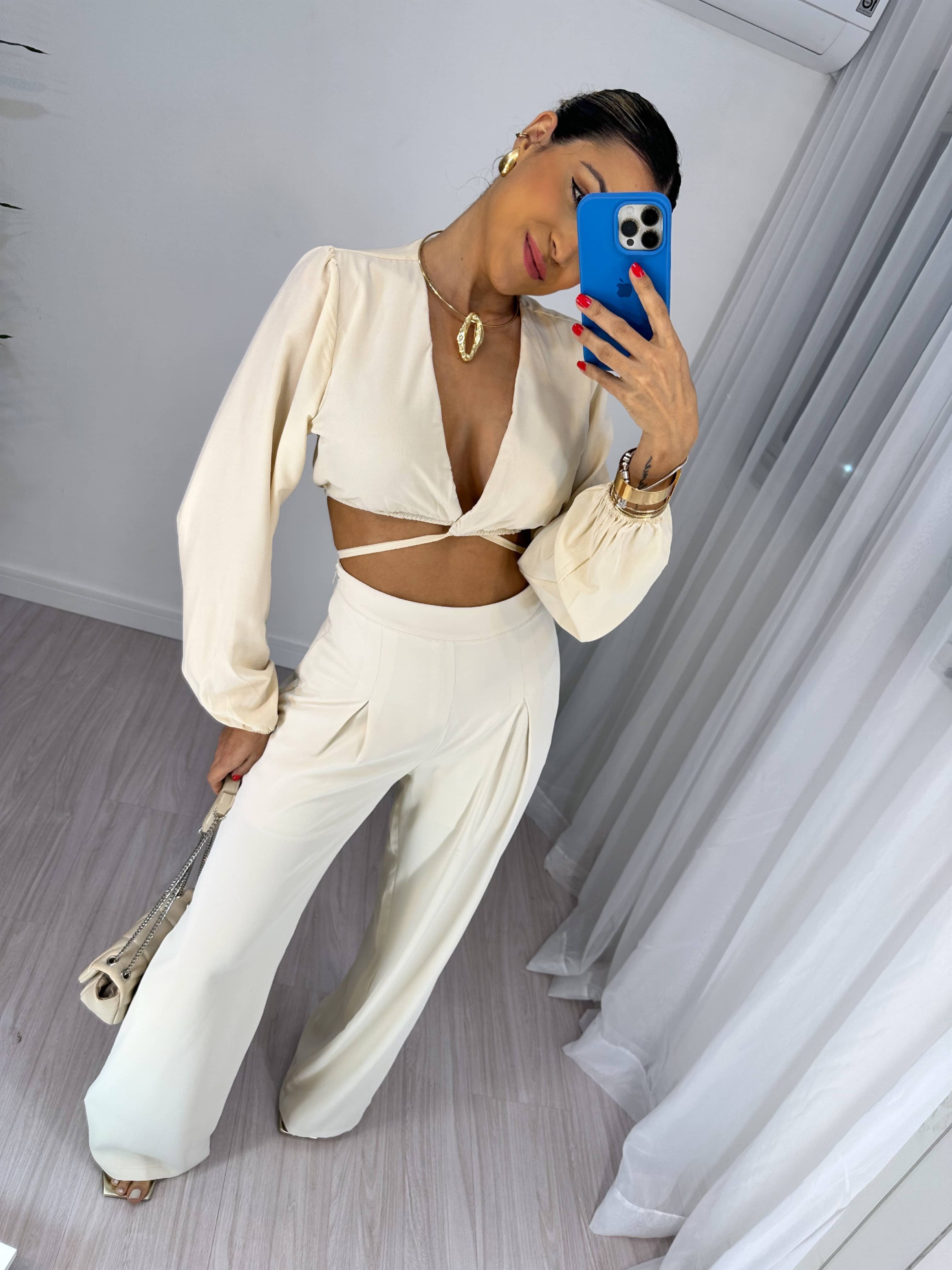 Calça Wide Leg Areia Carol