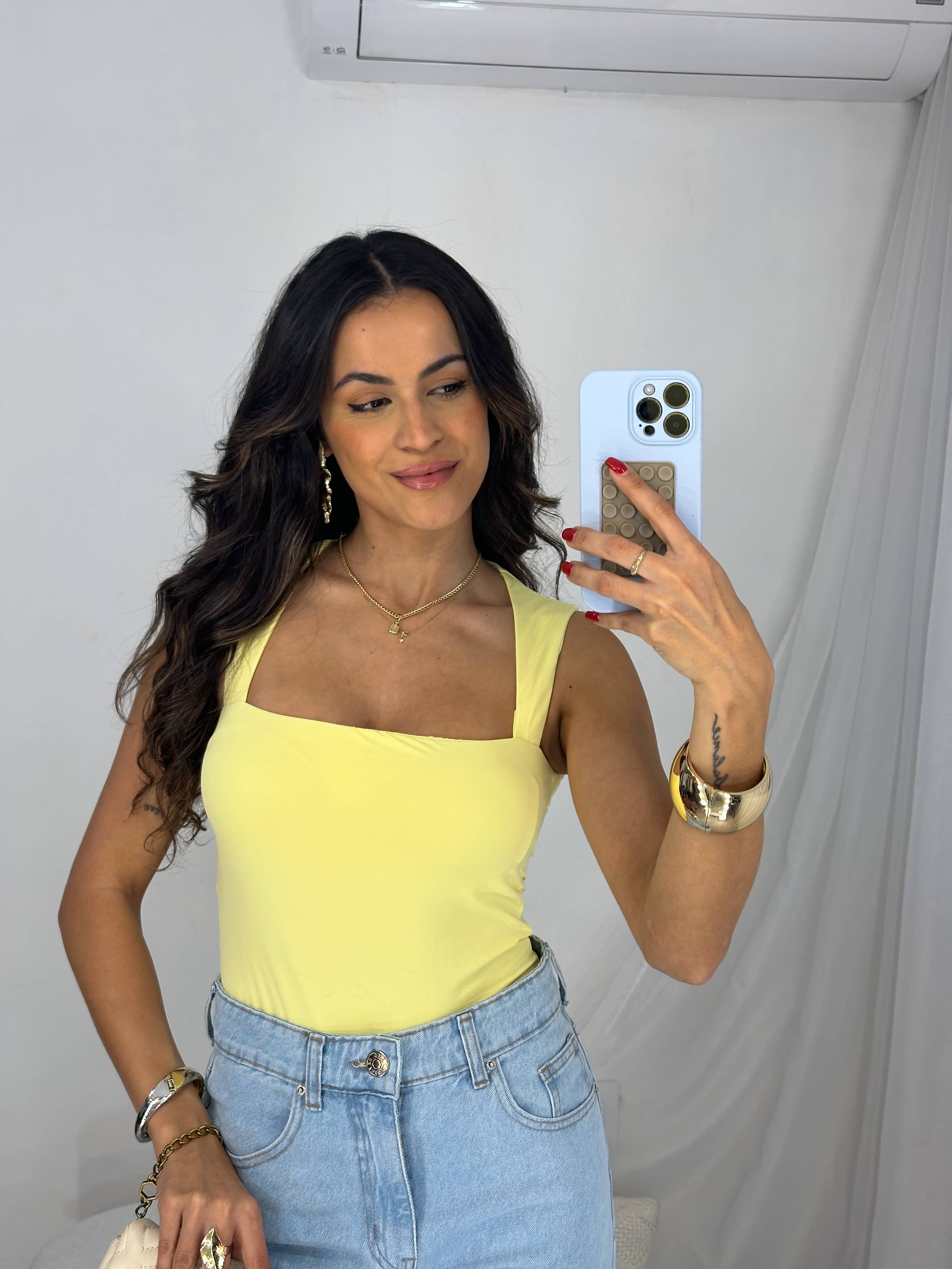 Body Decote Quadrado Manteiga Misey