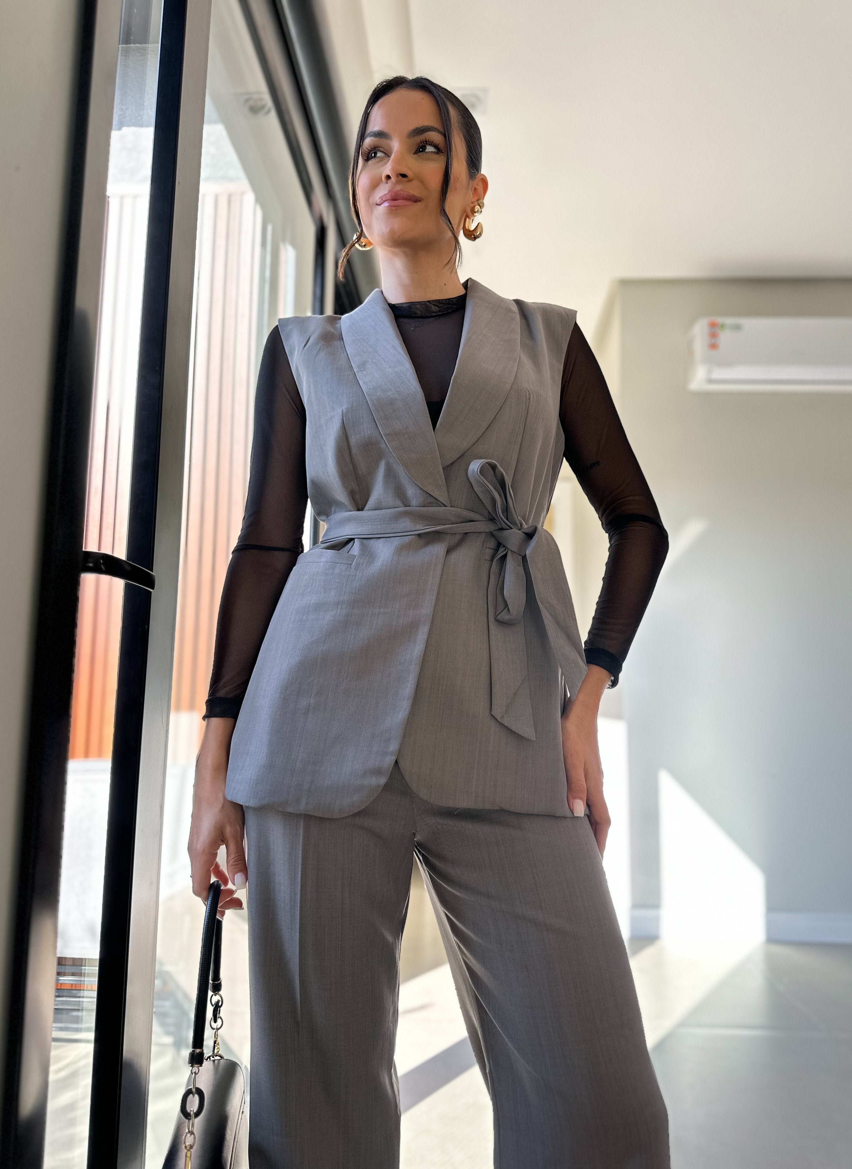 Conjunto Alfaiataria Cinza Cely