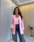 Blazer Alongado Rosa Lia