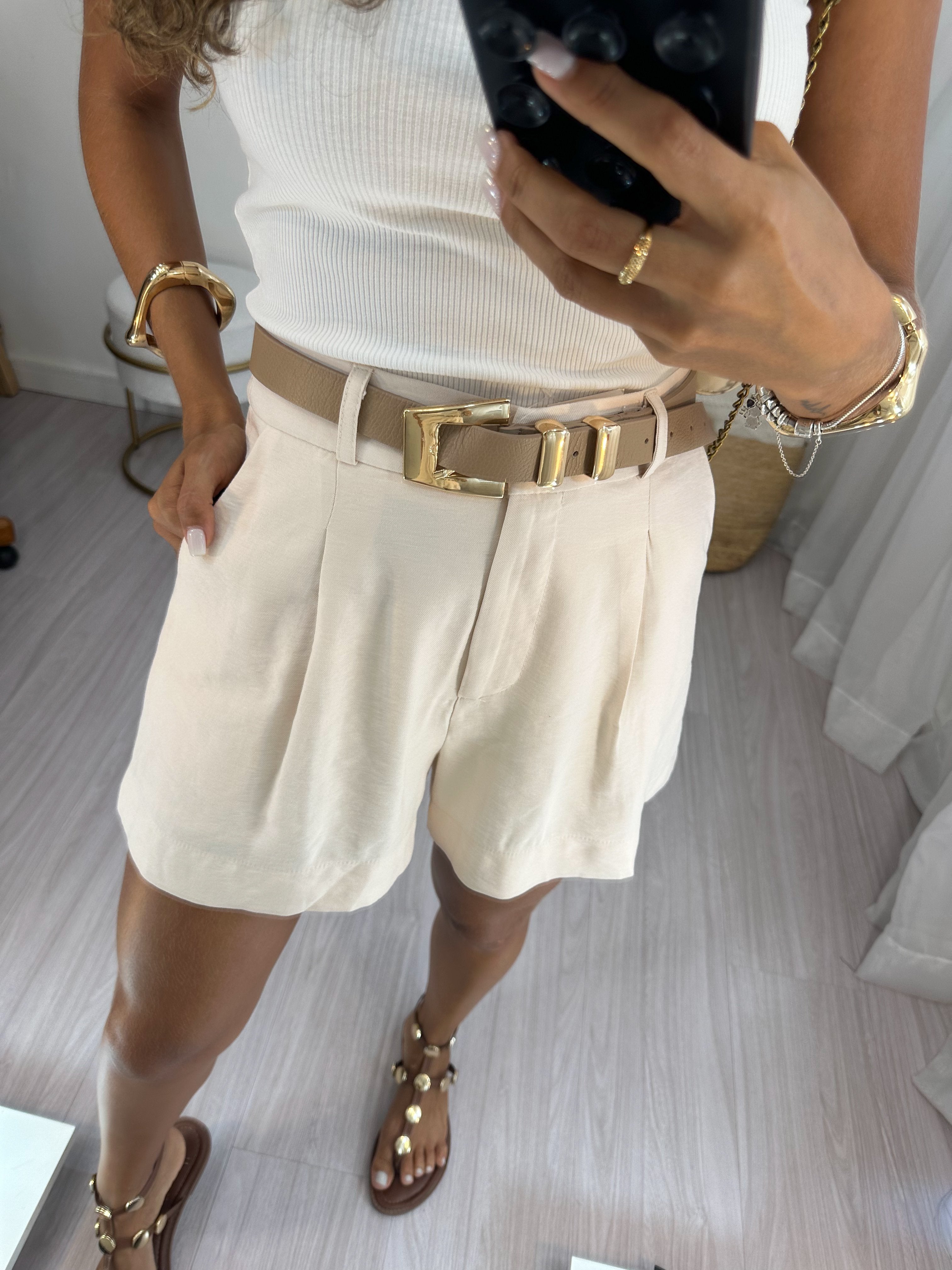 Short Alfaiataria Nude Cintia