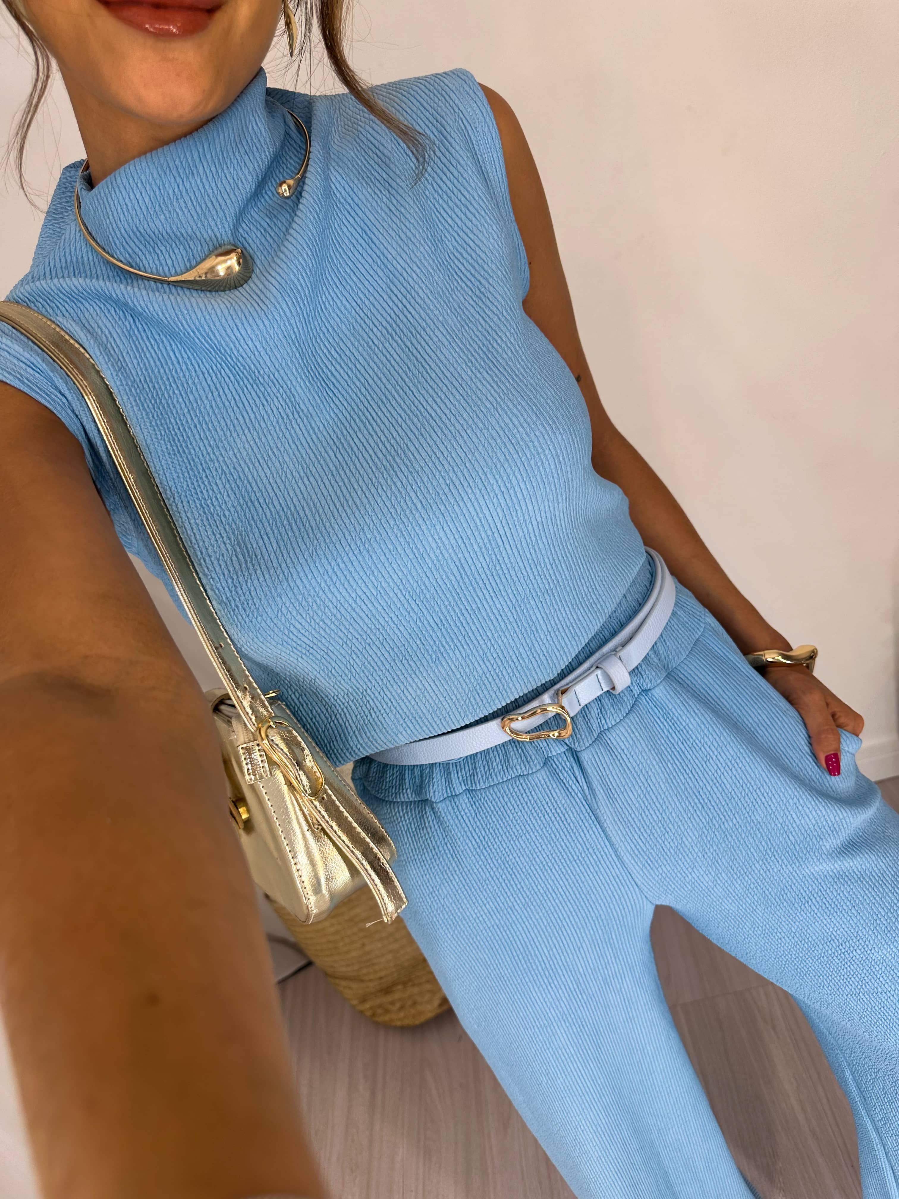 Cinto em Couro Baby Blue Lisy