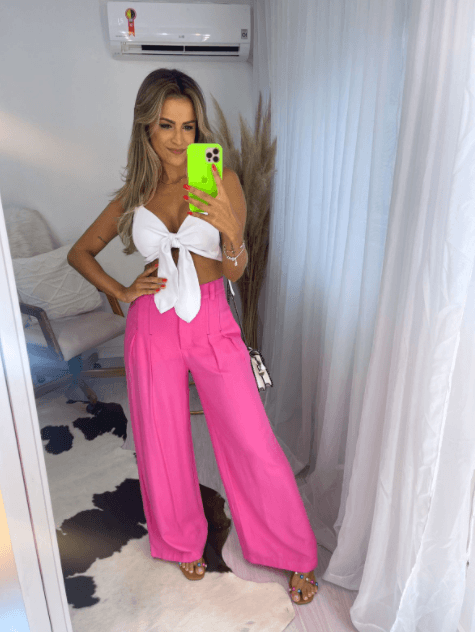 Calça Wide leg Clarissa Rosa