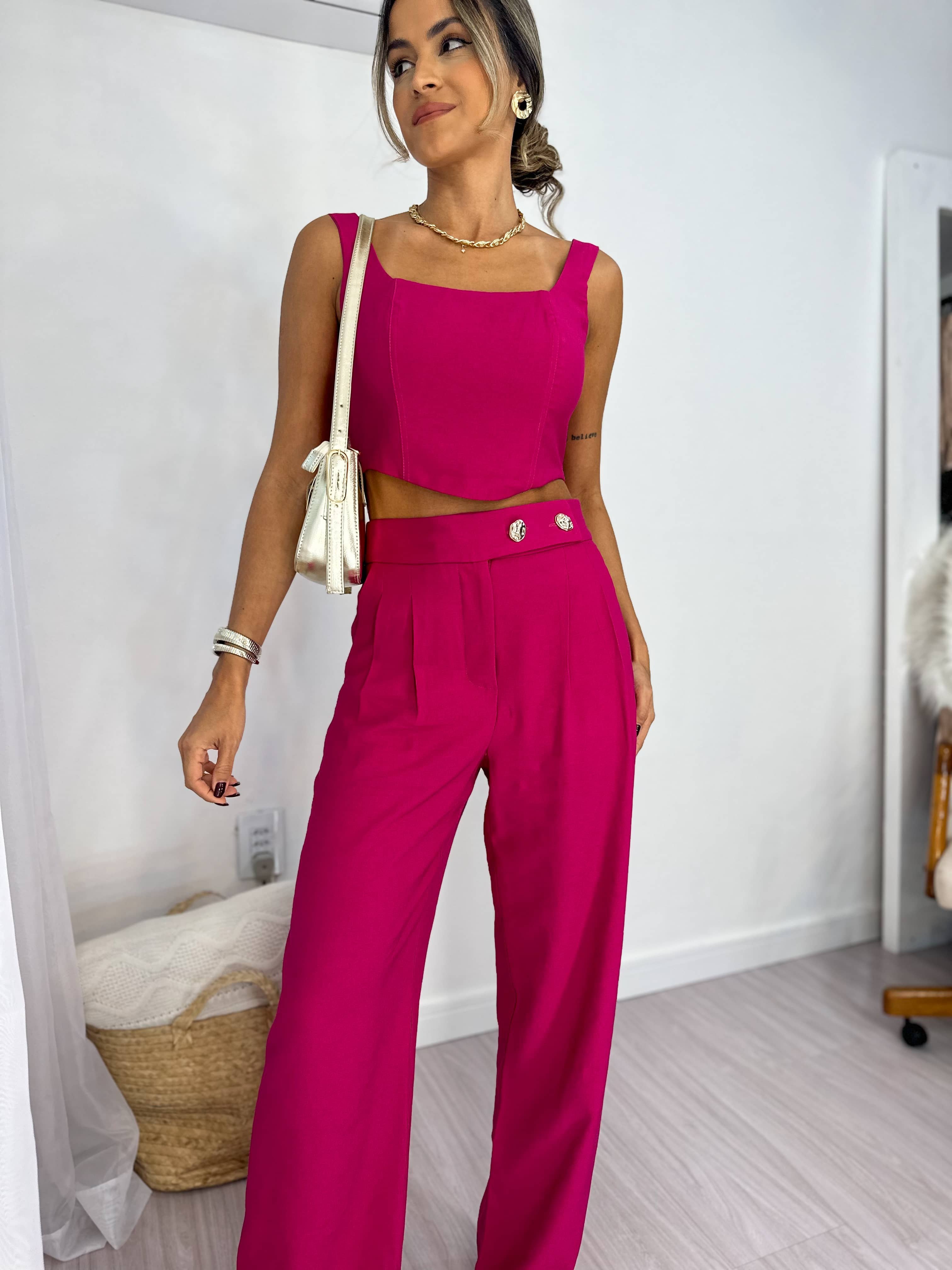 Calça Wide Leg Cereja Shelby