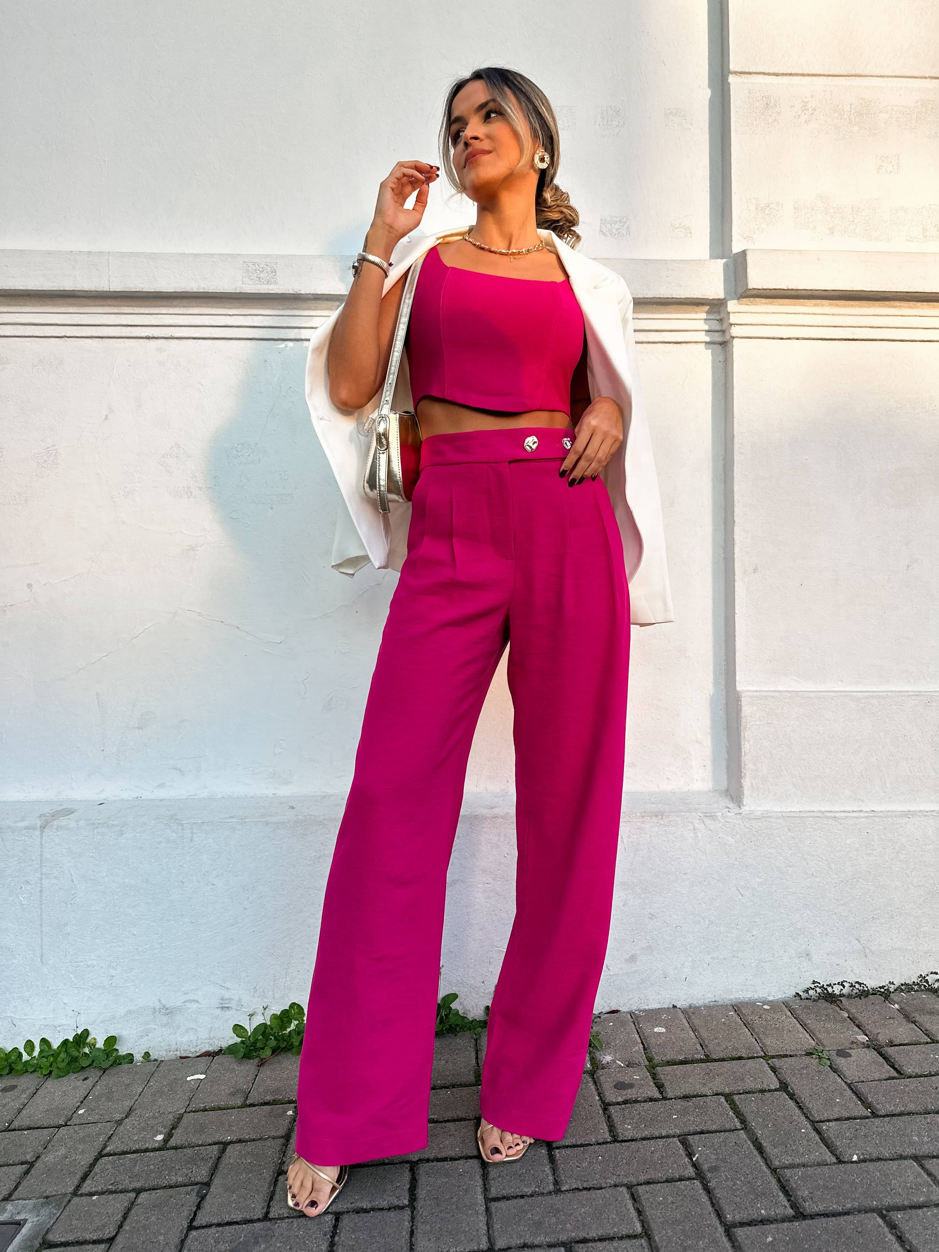Calça Wide Leg Cereja Shelby
