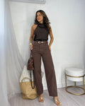 Calça Barrel Jeans Marrom Lyra