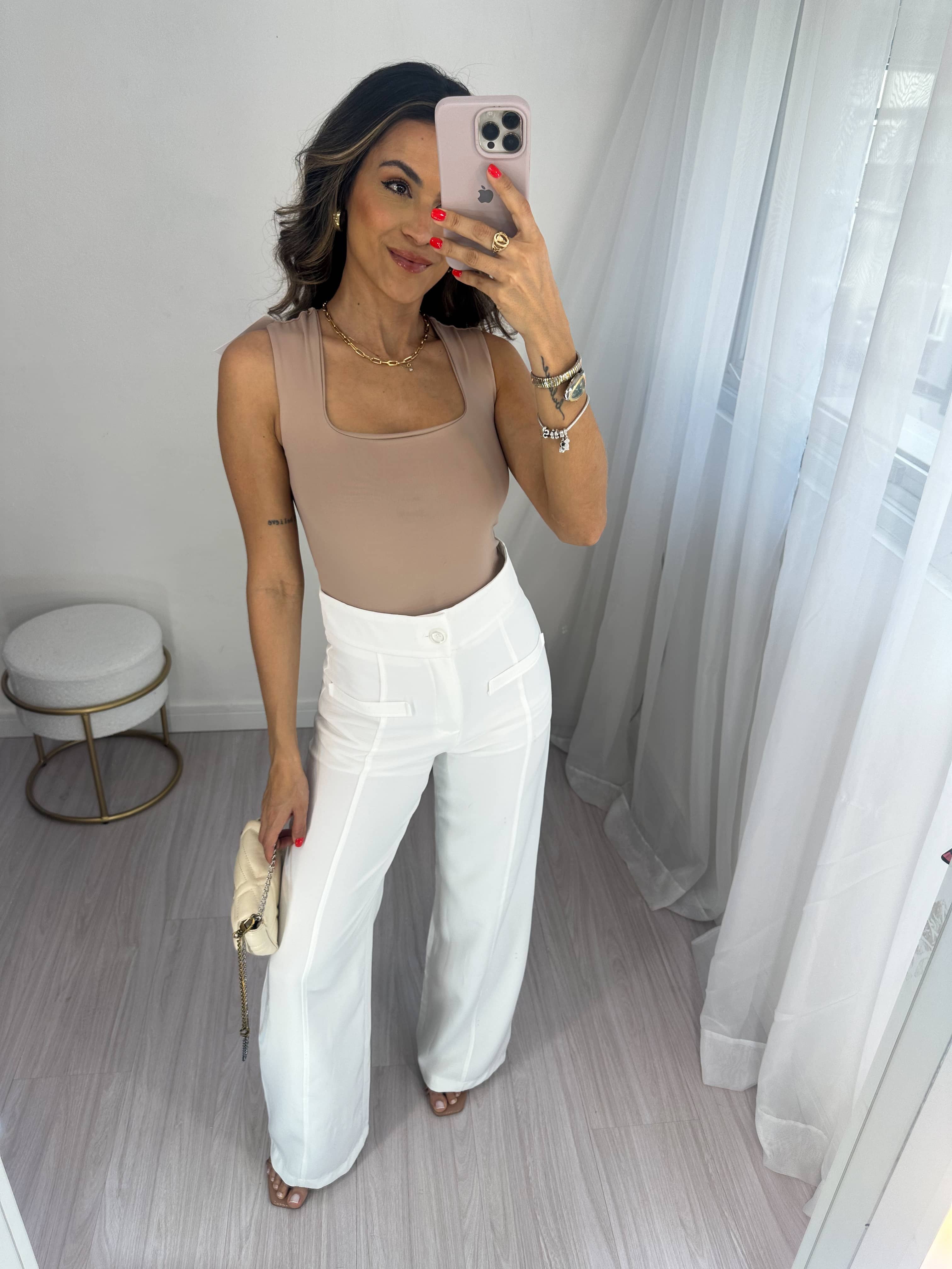 Body Decote Quadrado Nude Dany