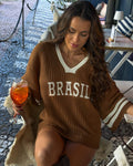 Blusa Tricot Marrom Brasil