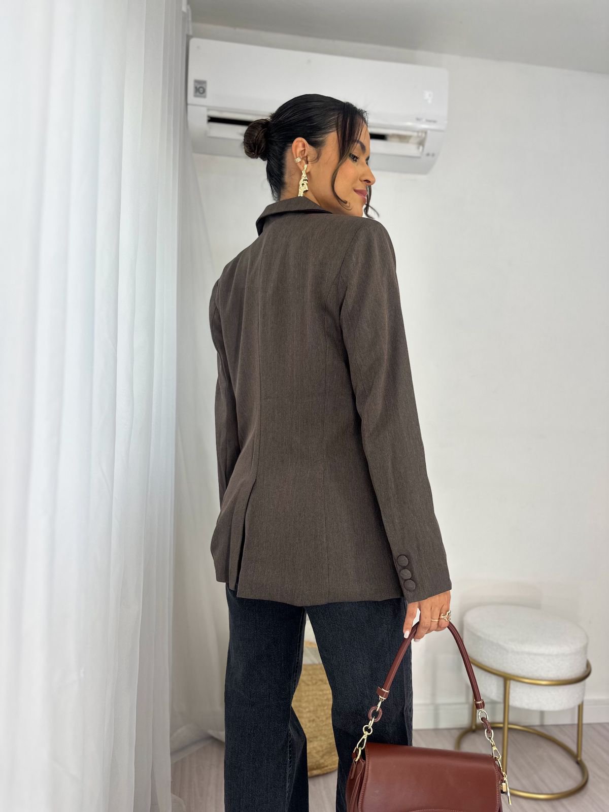 Blazer Alfaiataria Marrom Dina