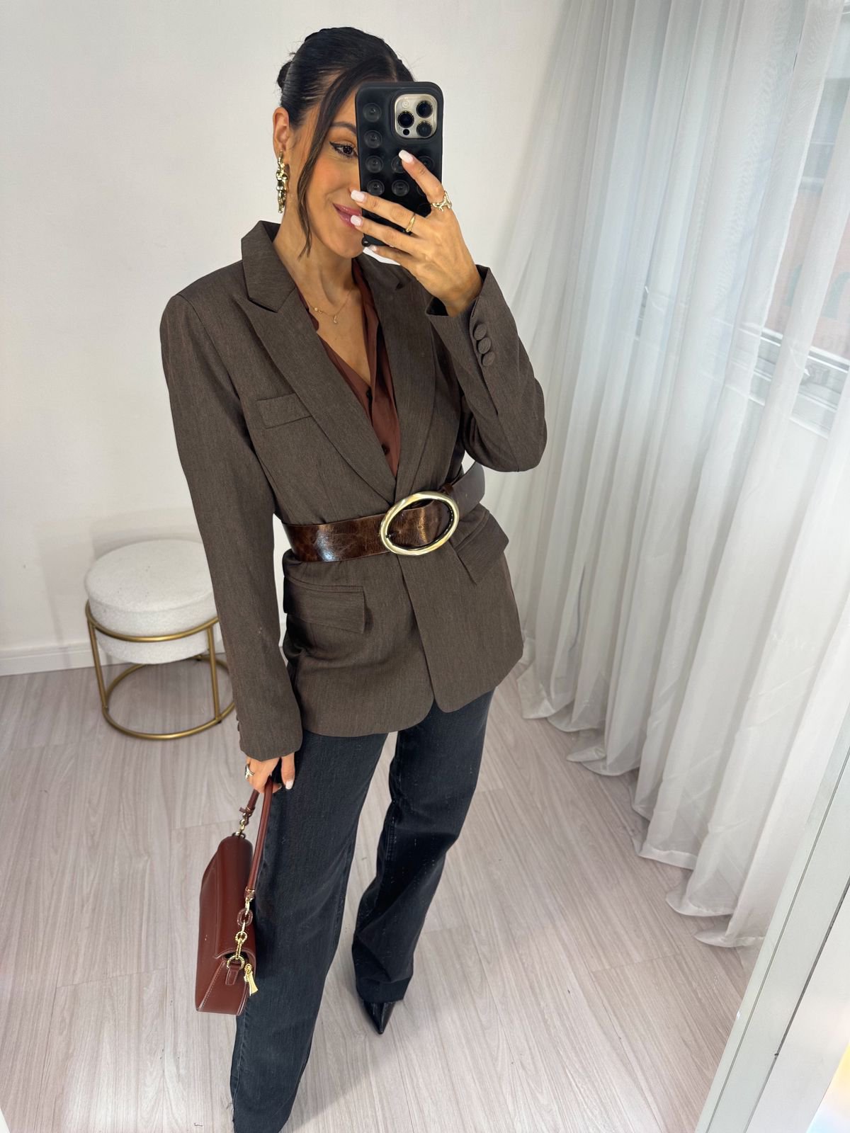 Blazer Alfaiataria Marrom Dina