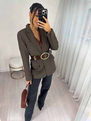 Blazer Alfaiataria Marrom Dina