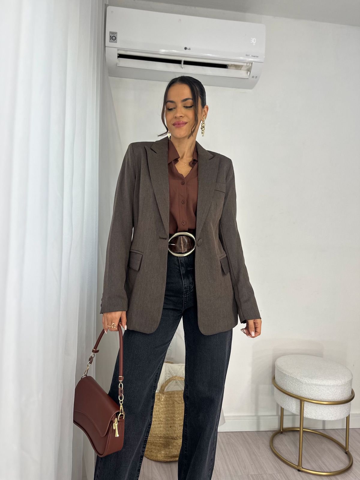 Blazer Alfaiataria Marrom Dina