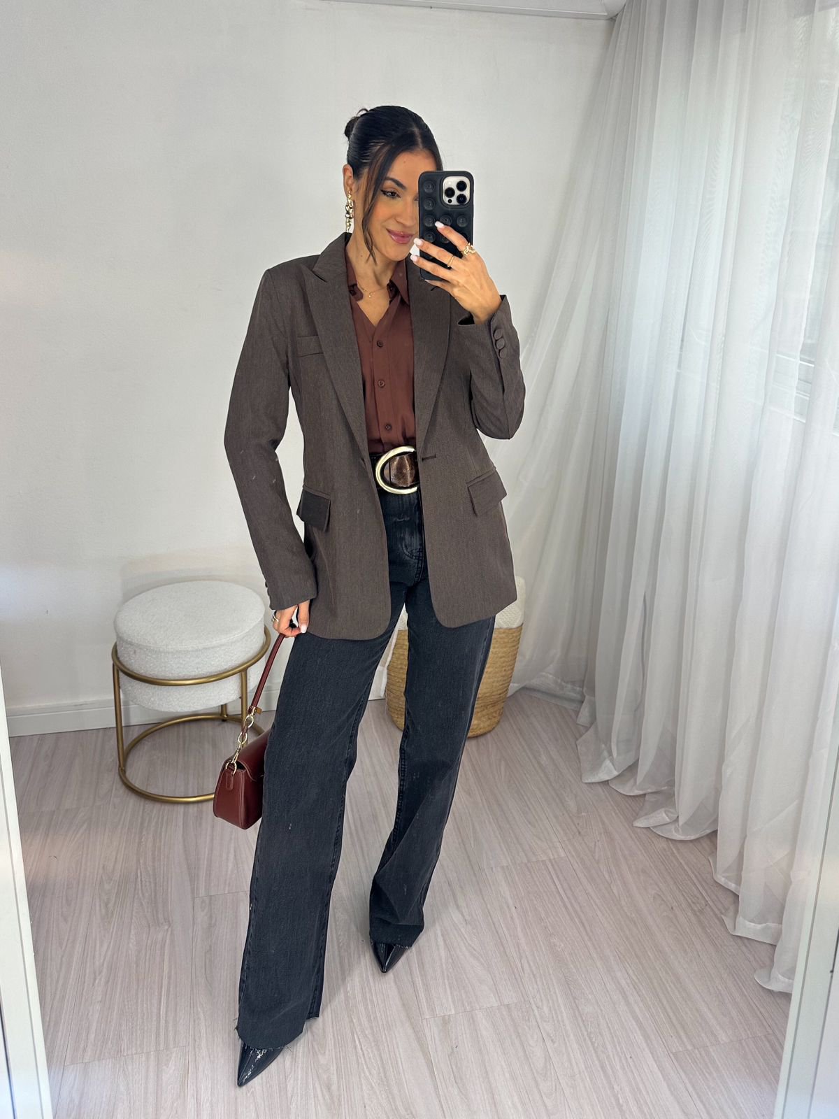 Blazer Alfaiataria Marrom Dina