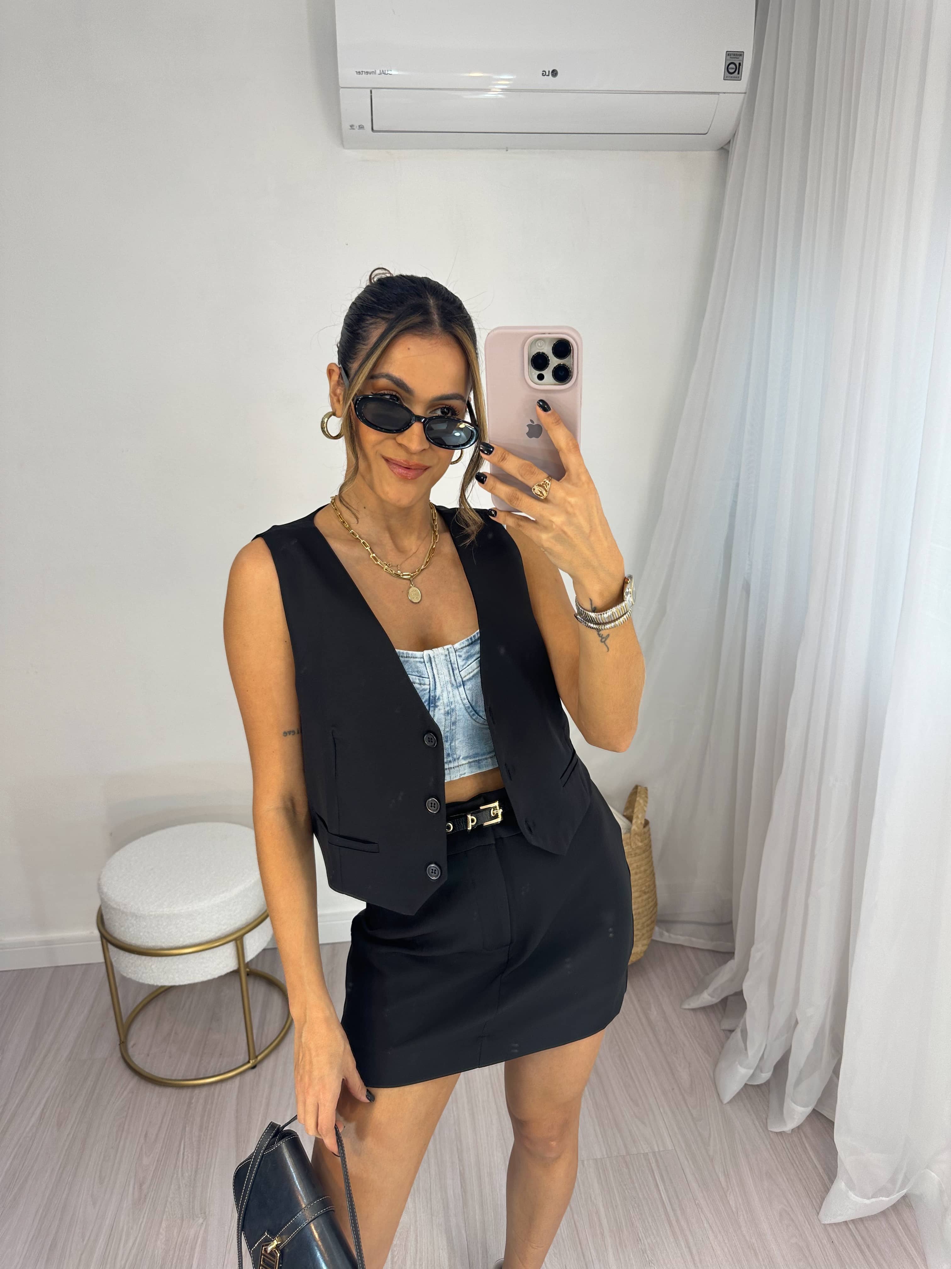 Colete Alfaiataria Preto Dulcy