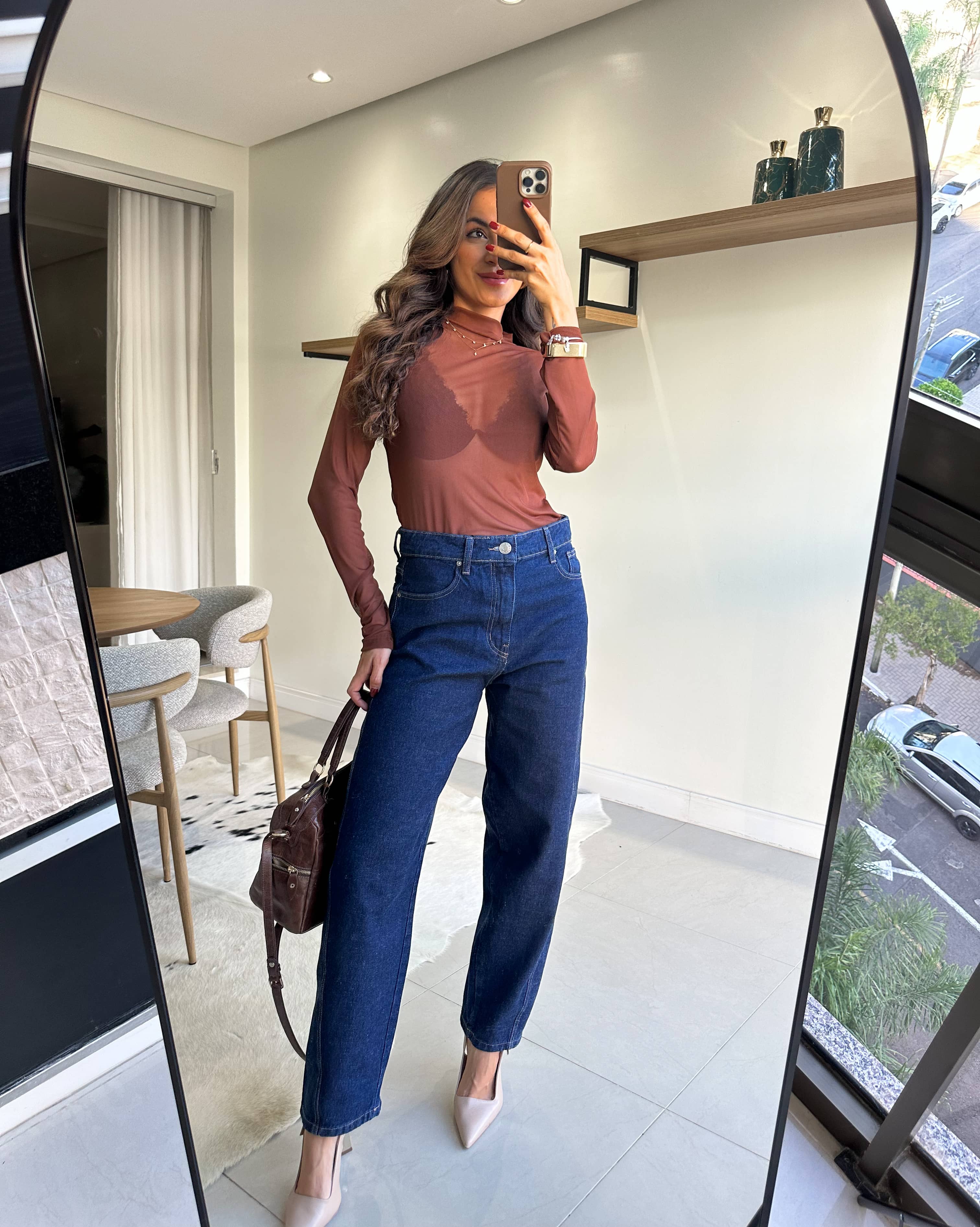 Calça Jeans Barrel Escura Lyra