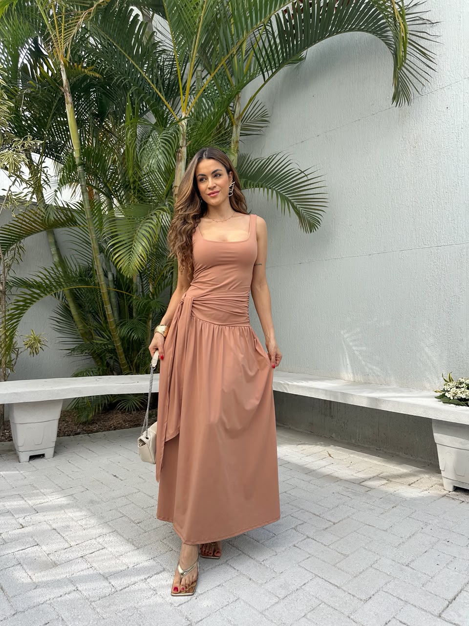 Vestido Alongado Nude Samanta
