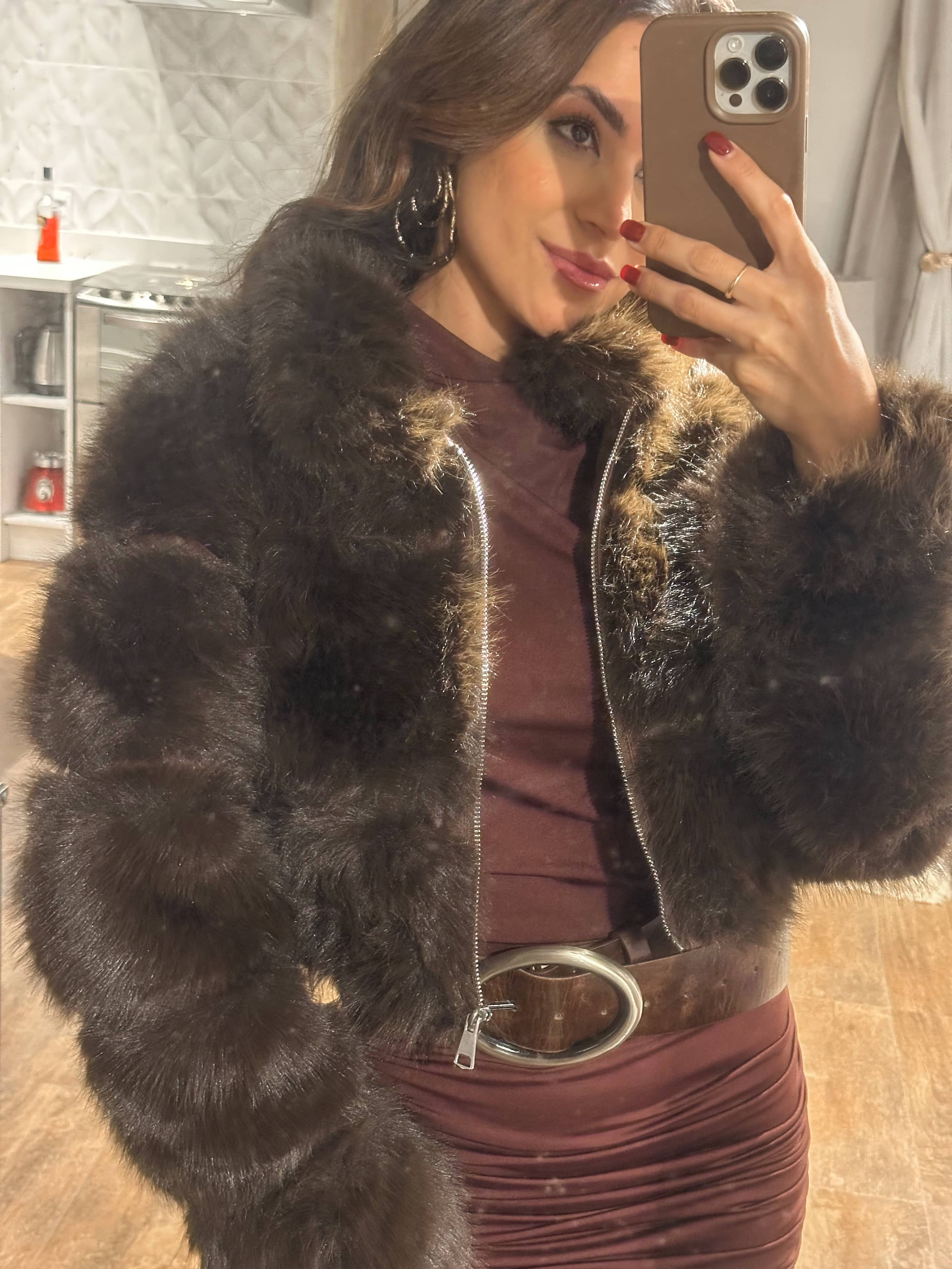 Vestido midi marrom Alury