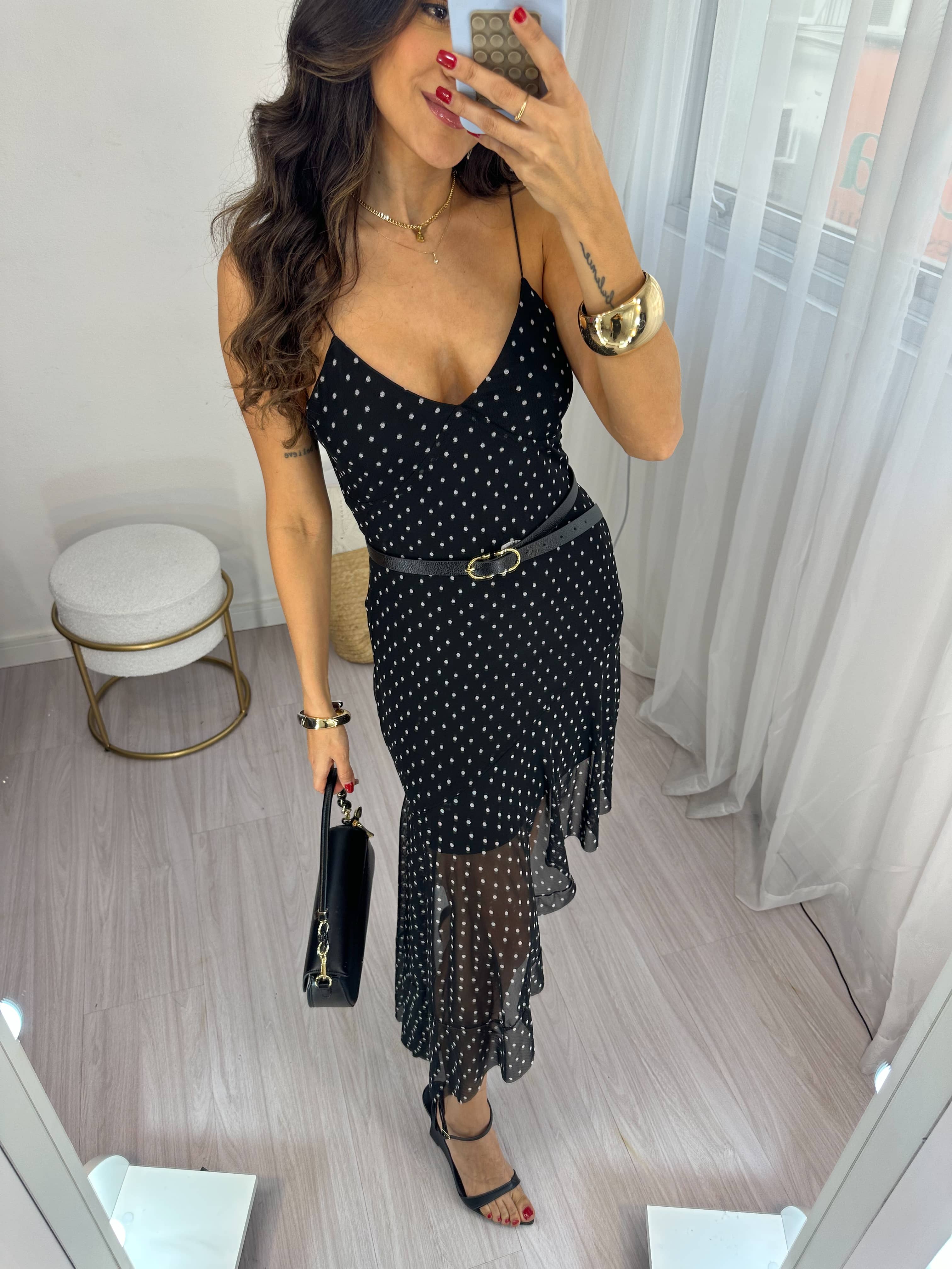 Vestido Midi Poá Marlyn