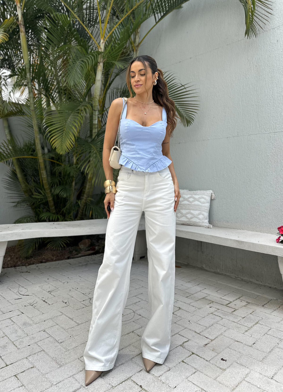 Calça Wide Leg Jeans Off Marta