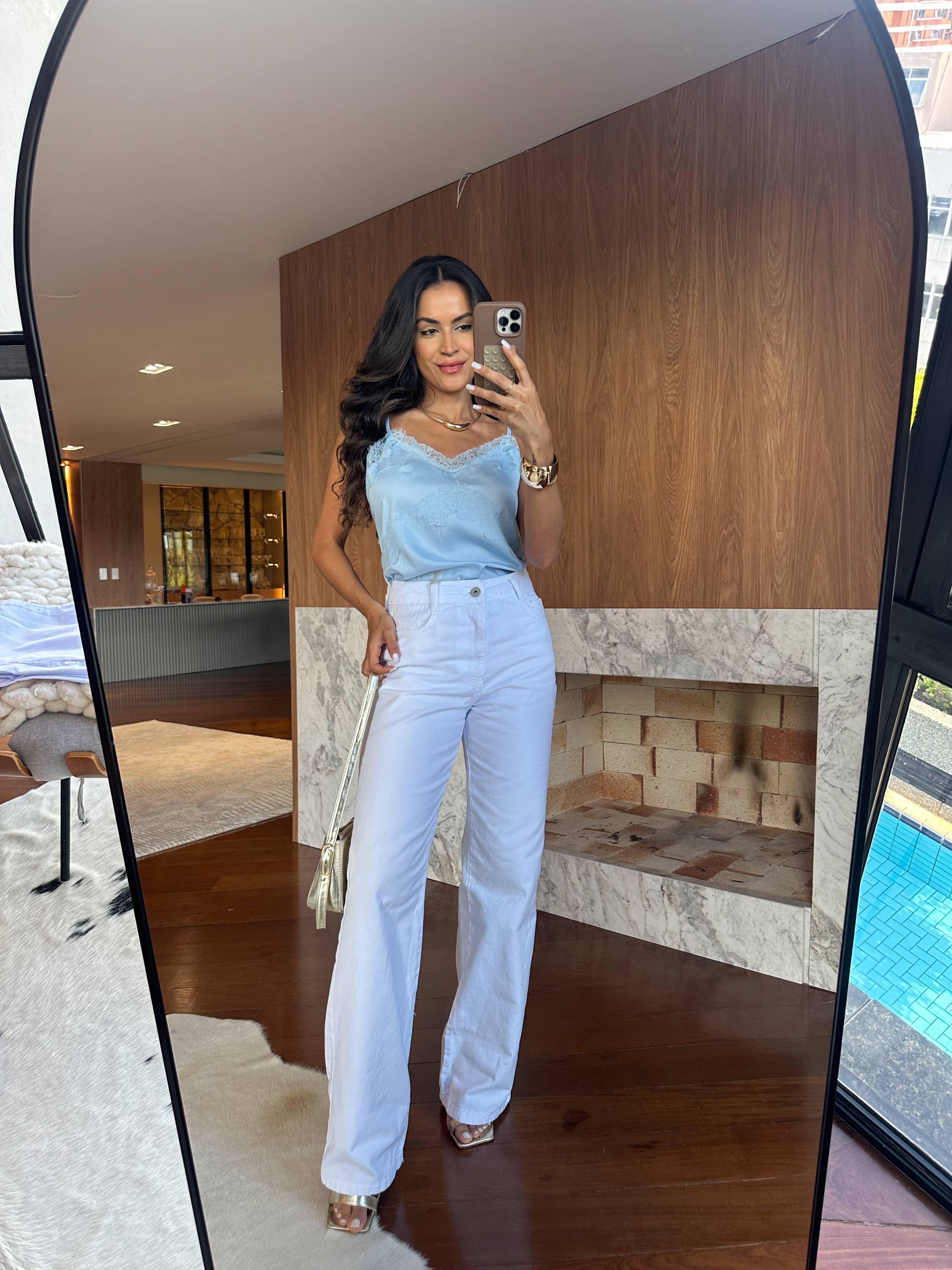 Calça Wide Leg Jeans Off Nala