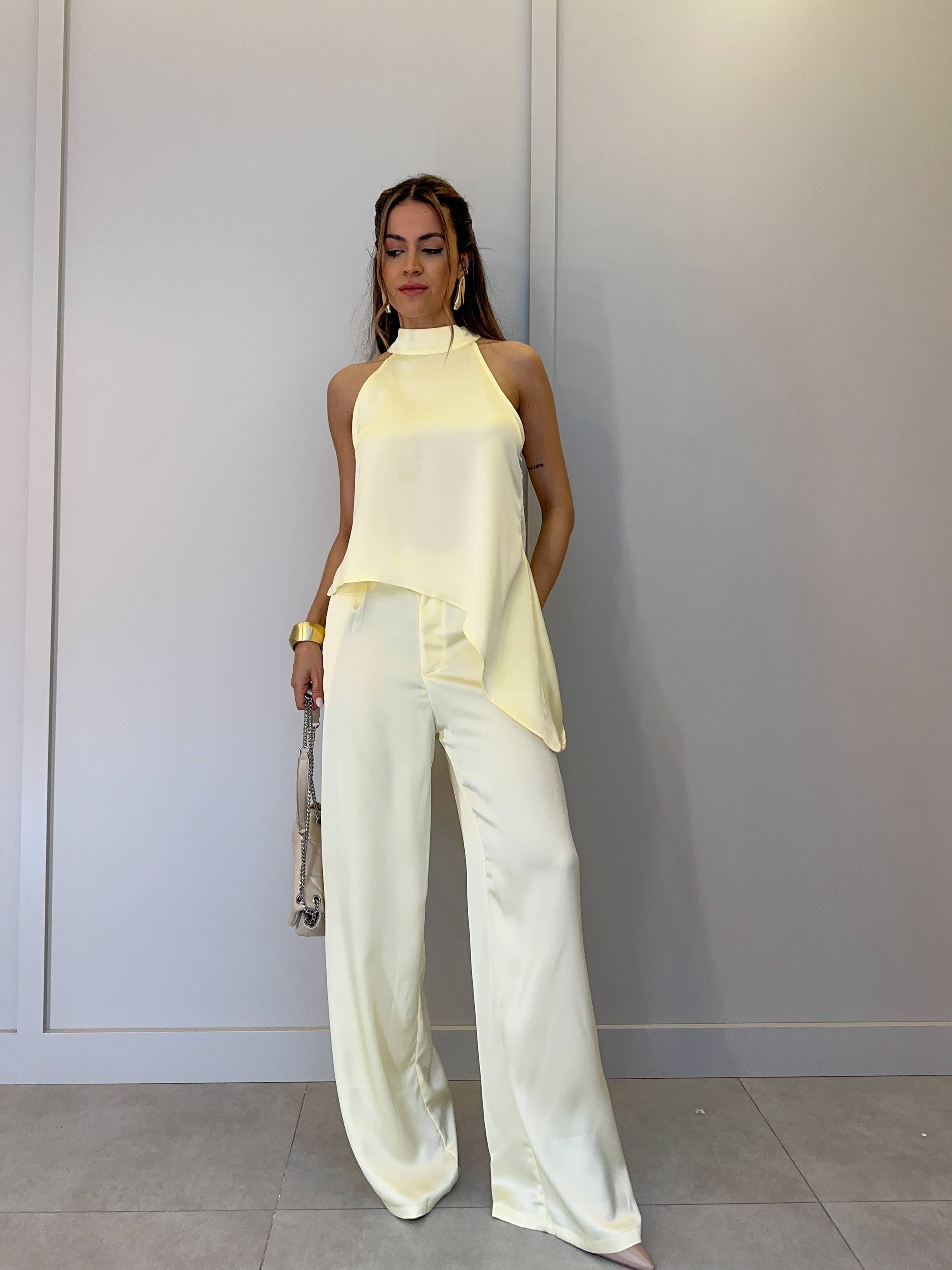 Conjunto Acetinado Amarelo Mayra