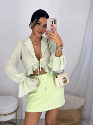 Saia Alfaiataria Verde Flora