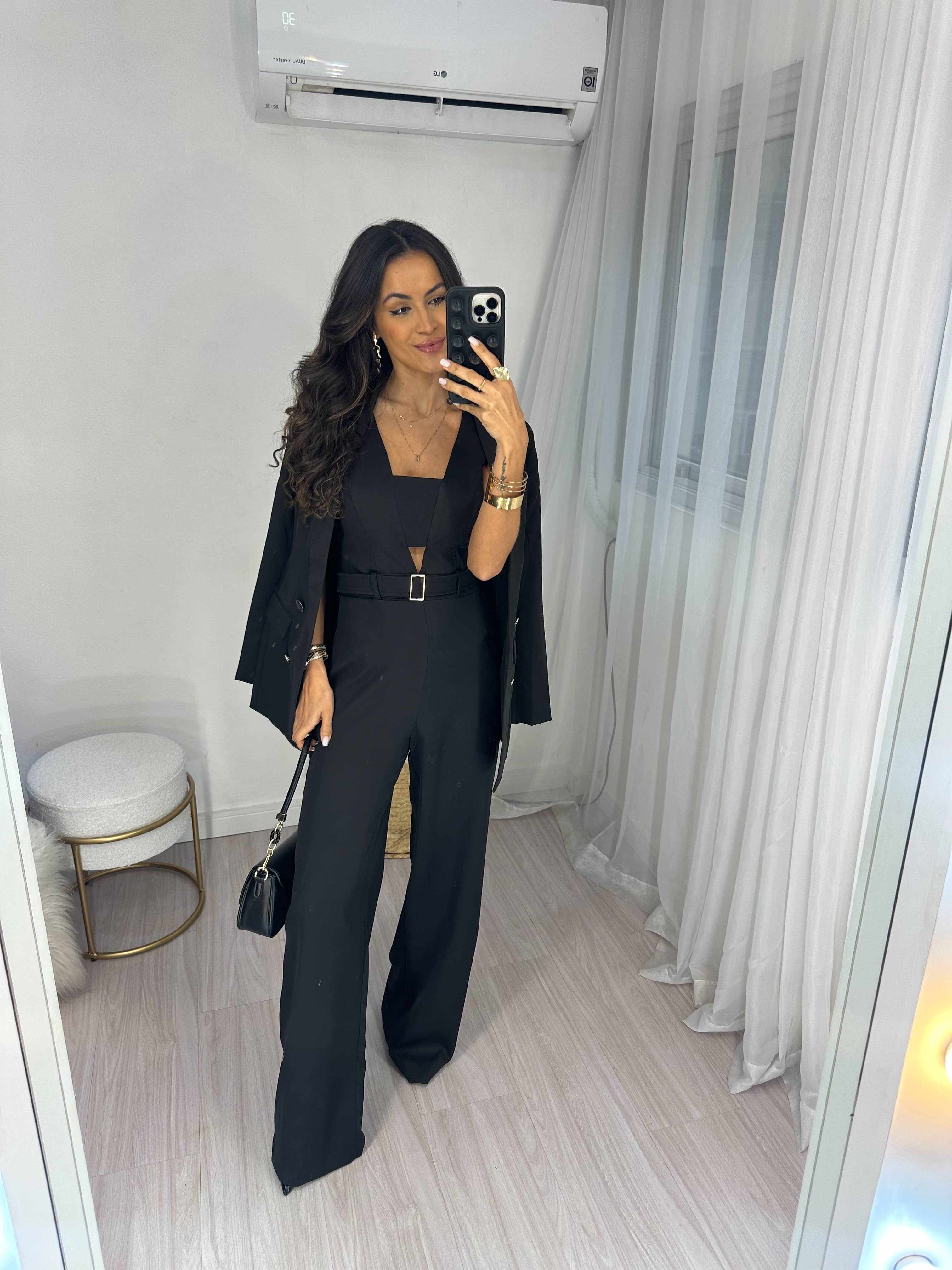 Macacão Alfaiataria Preto Georgia