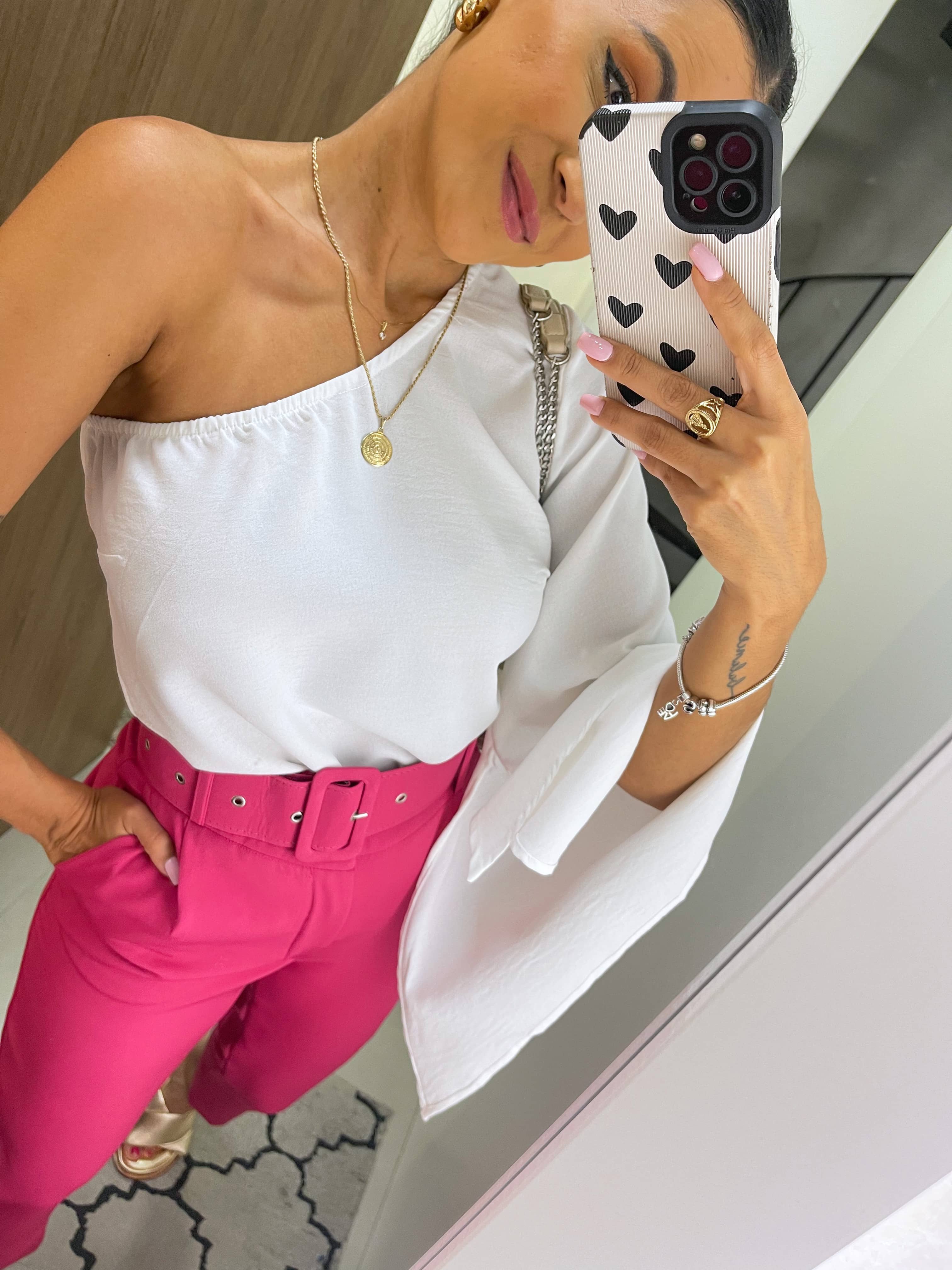 Calça Alfaiataria Giulia Rosa Cereja