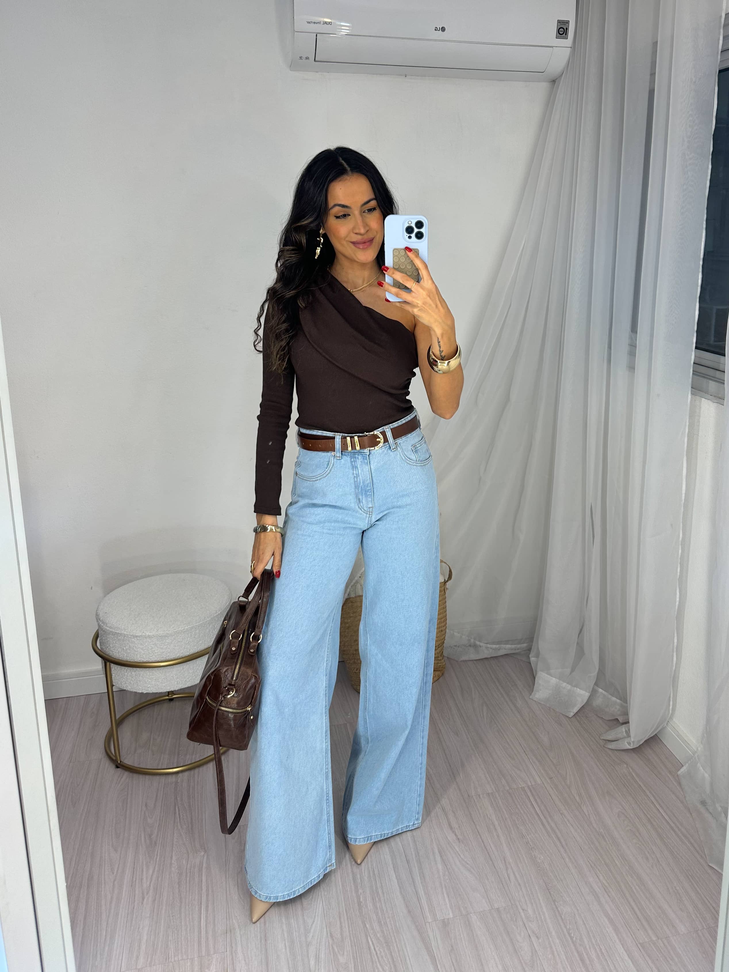 Blusa Um Ombro Só Café Ivy