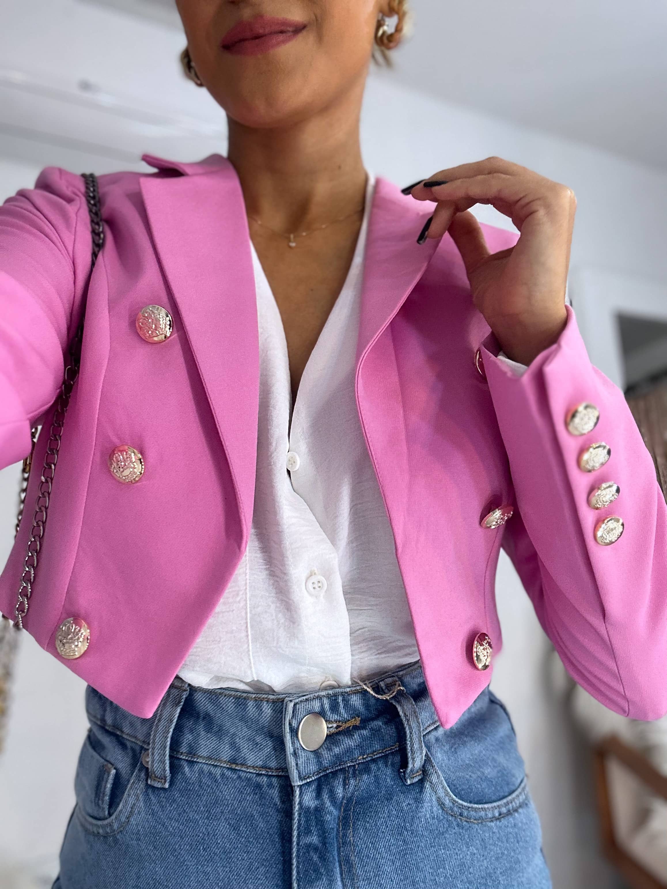 Blazer Curto Izzy Rosa Bebê