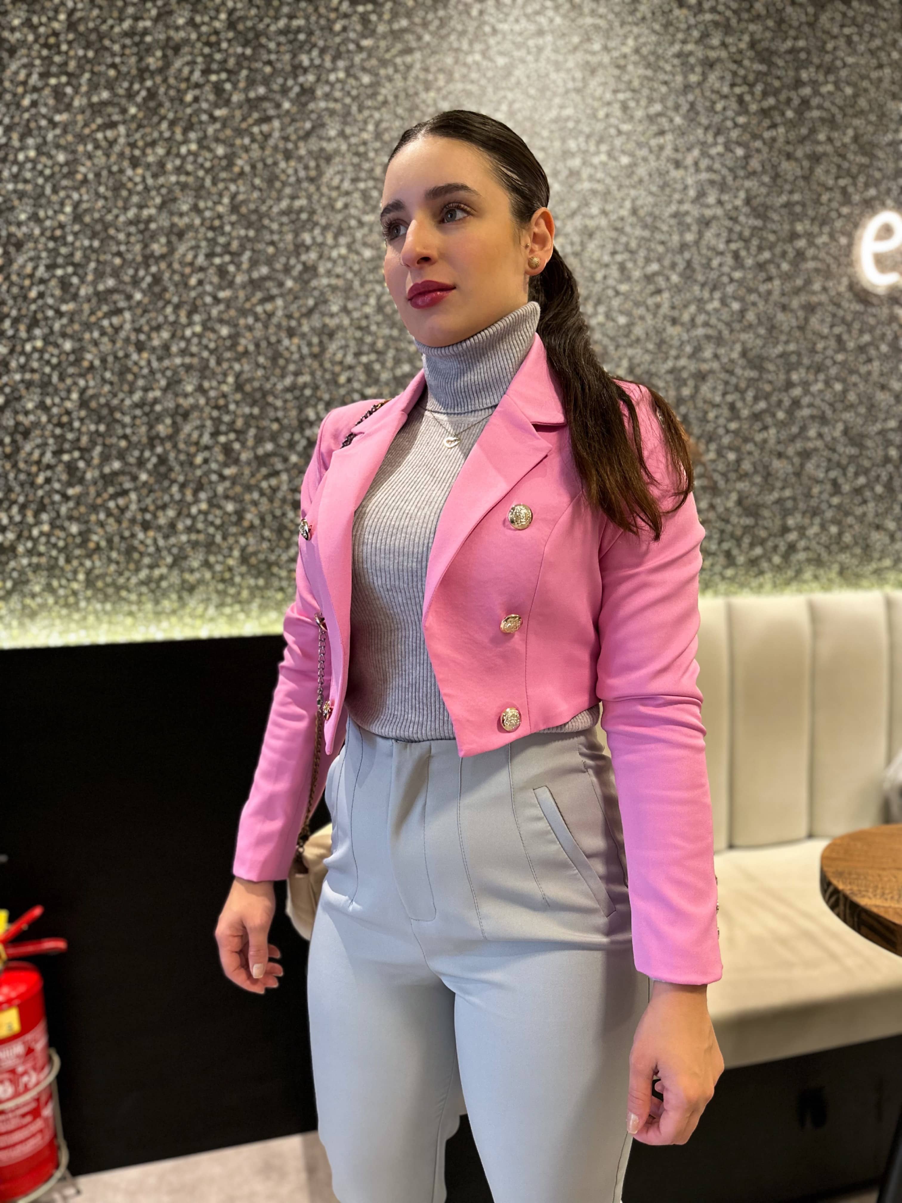 Blazer Curto Izzy Rosa Bebê