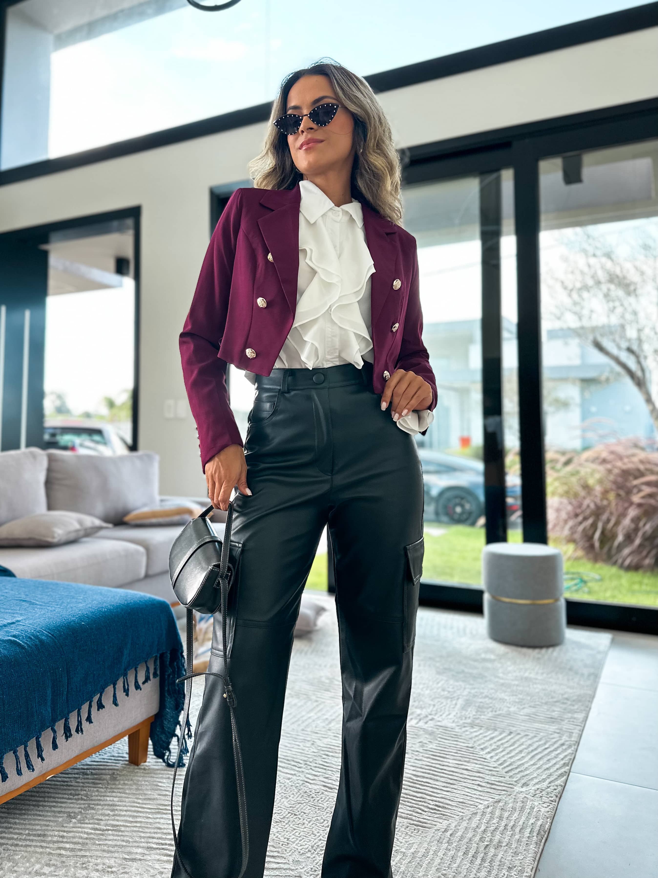 Blazer Curto Izzy Vinho