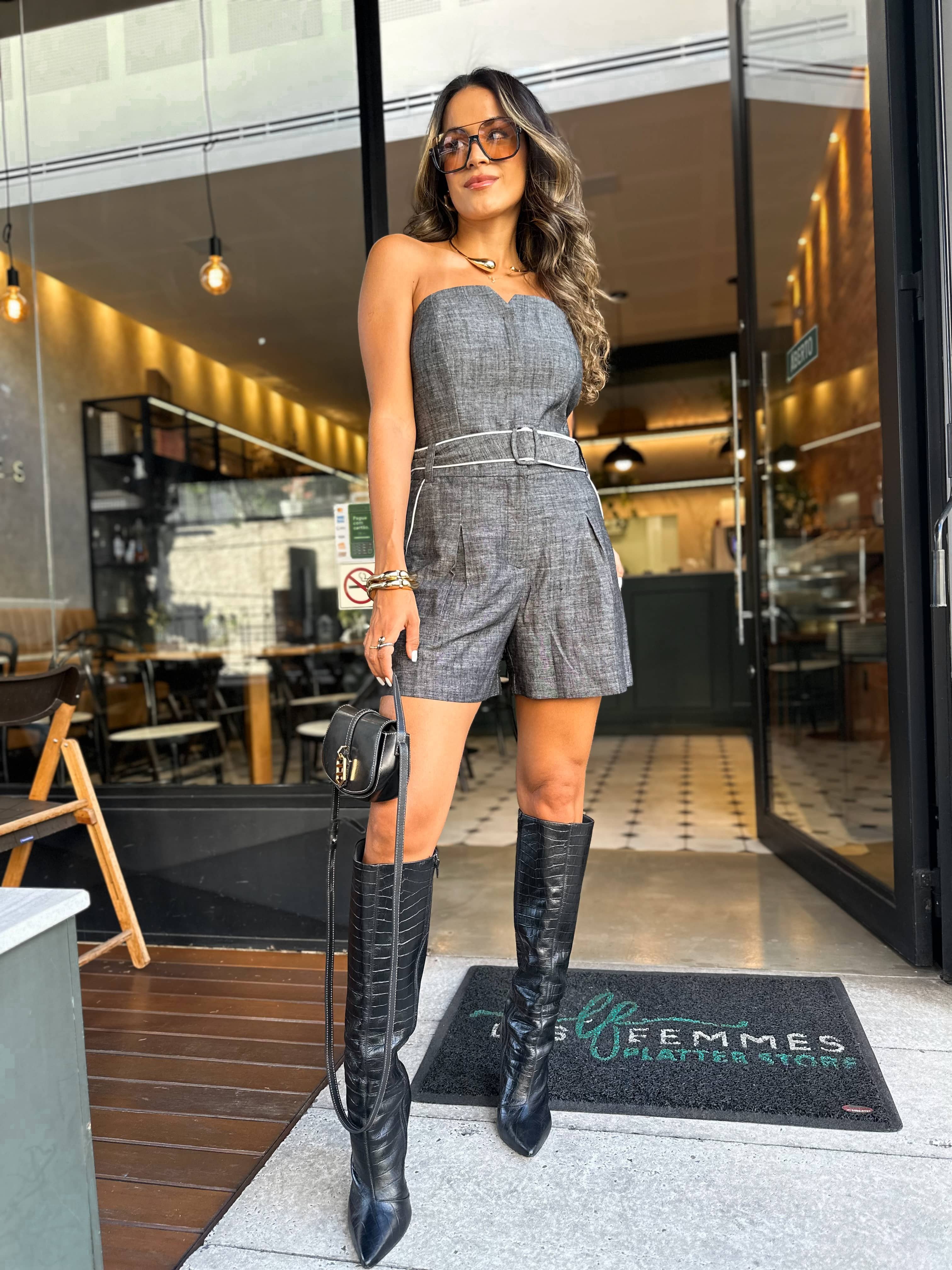 Corset em Linho cinza Jady