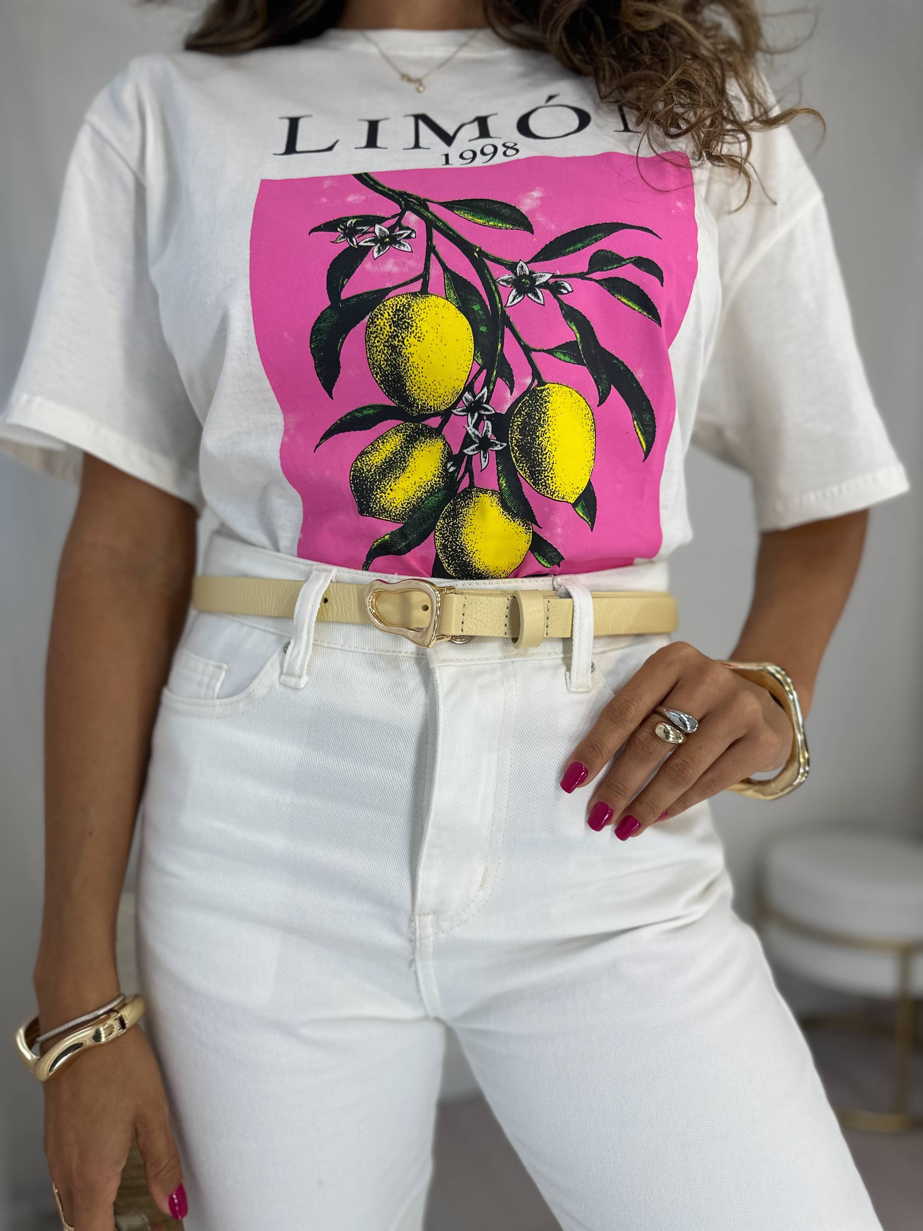 Cinto em Couro Creme Lisy