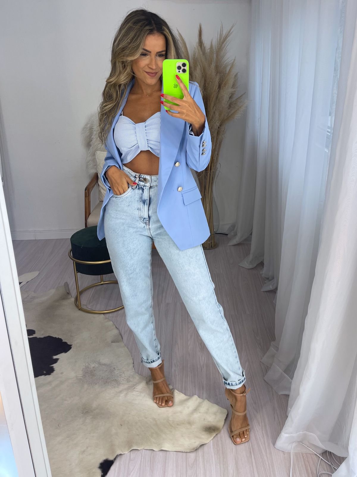 Blazer Inspiração Balmain Azul Bebê