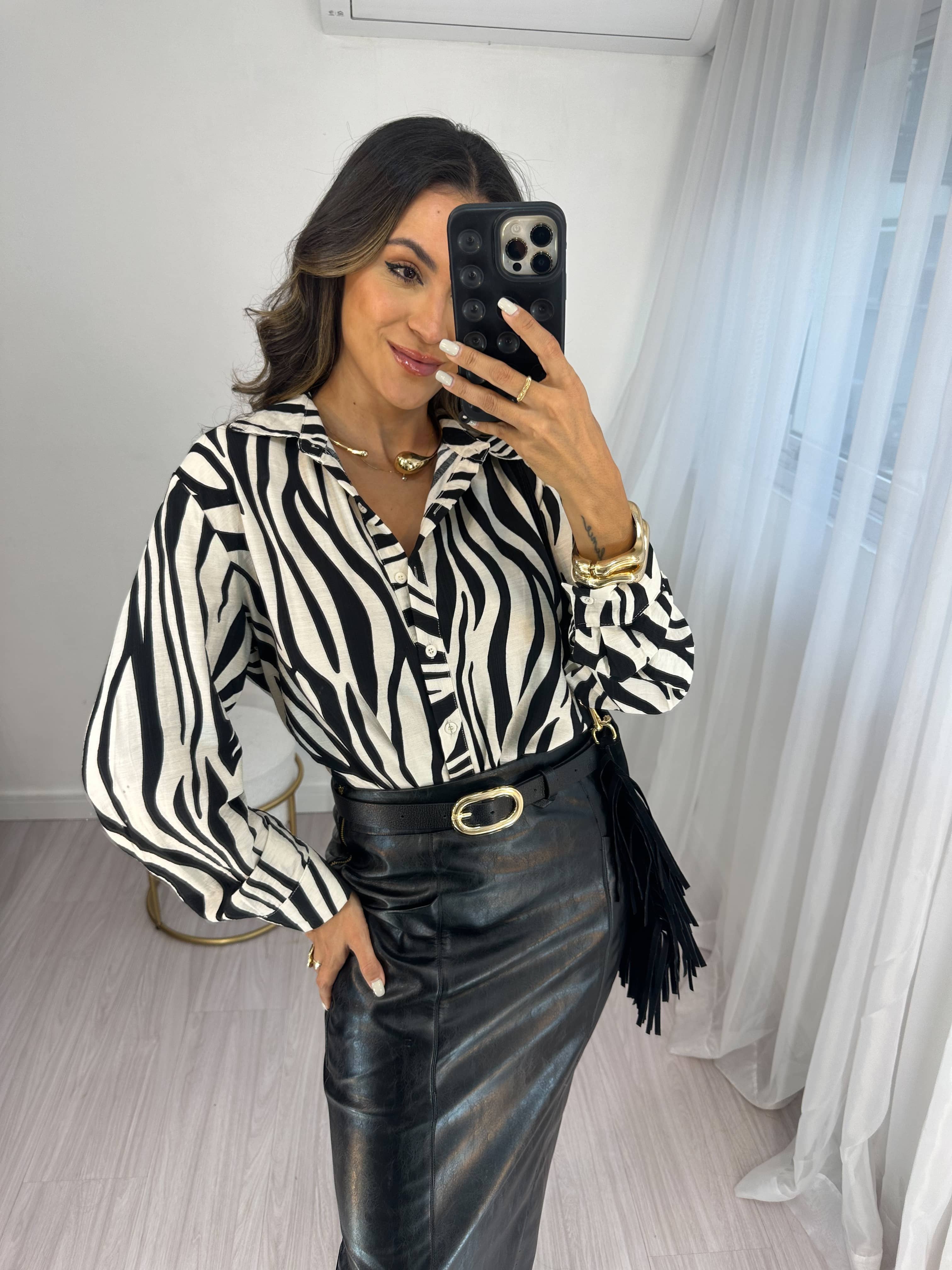 Camisa Zebra Preta Layla