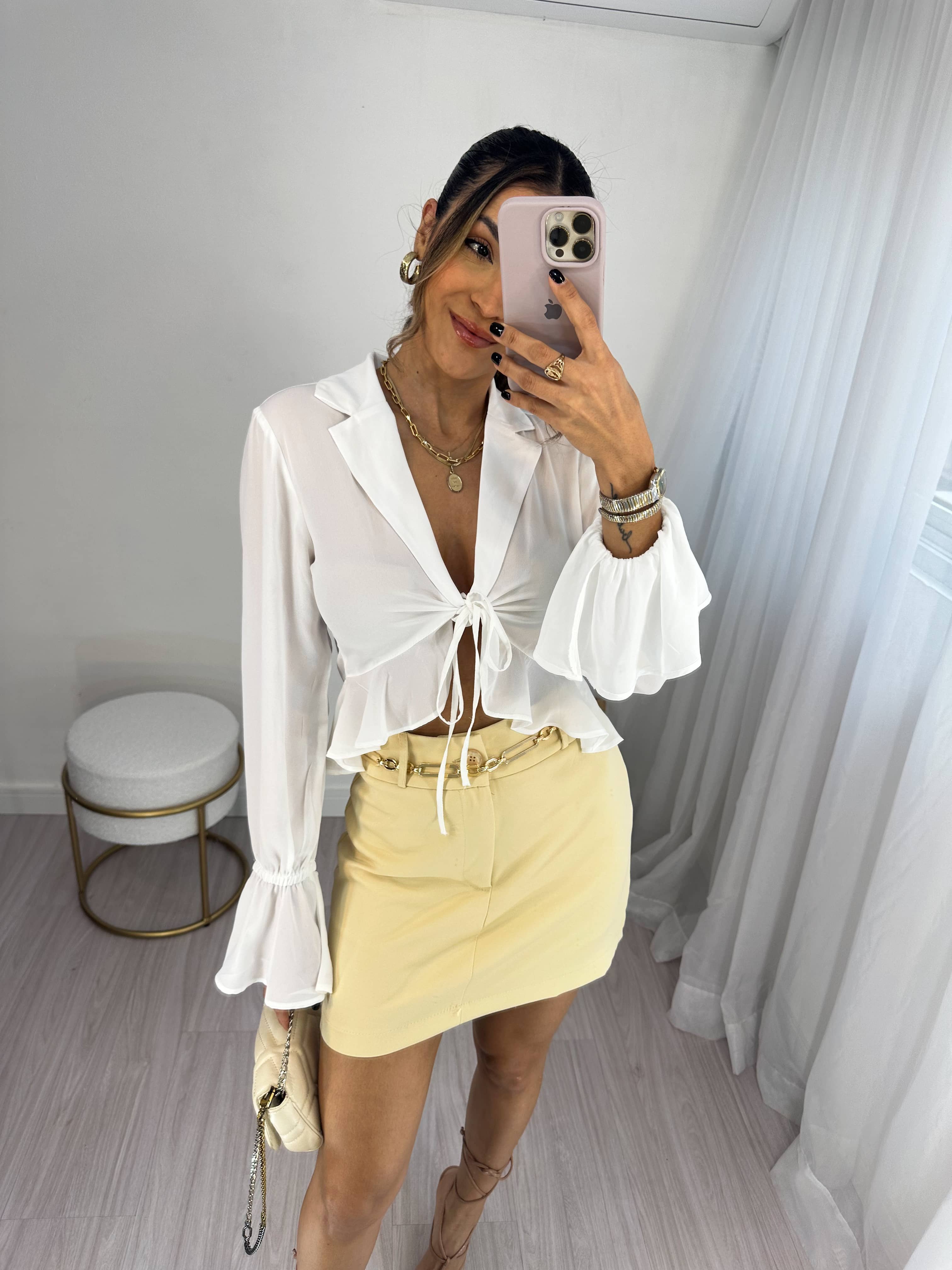 Saia Alfaiataria Amarelo Manteiga Lyssa