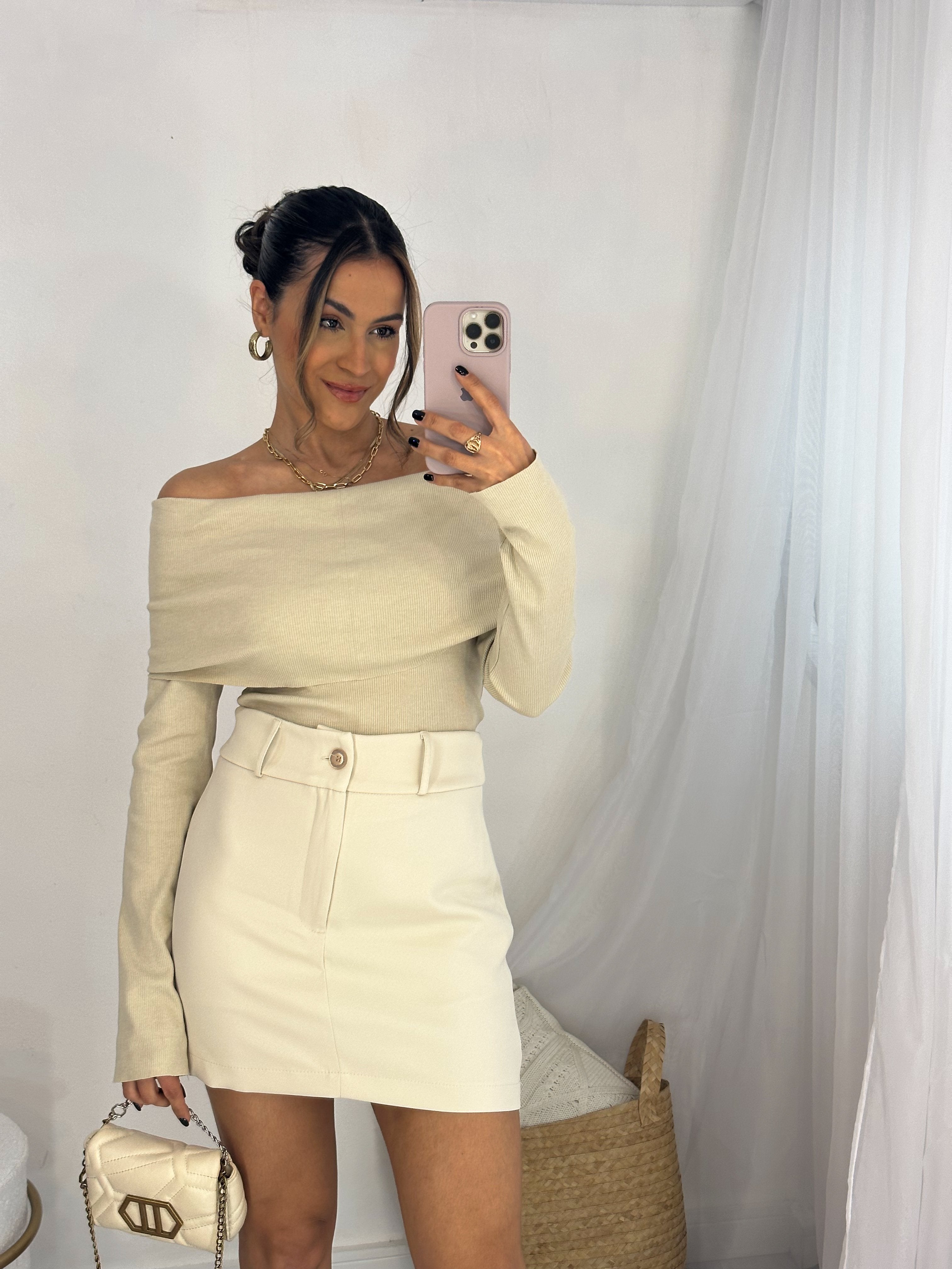 Saia Alfaiataria Areia Lyssa