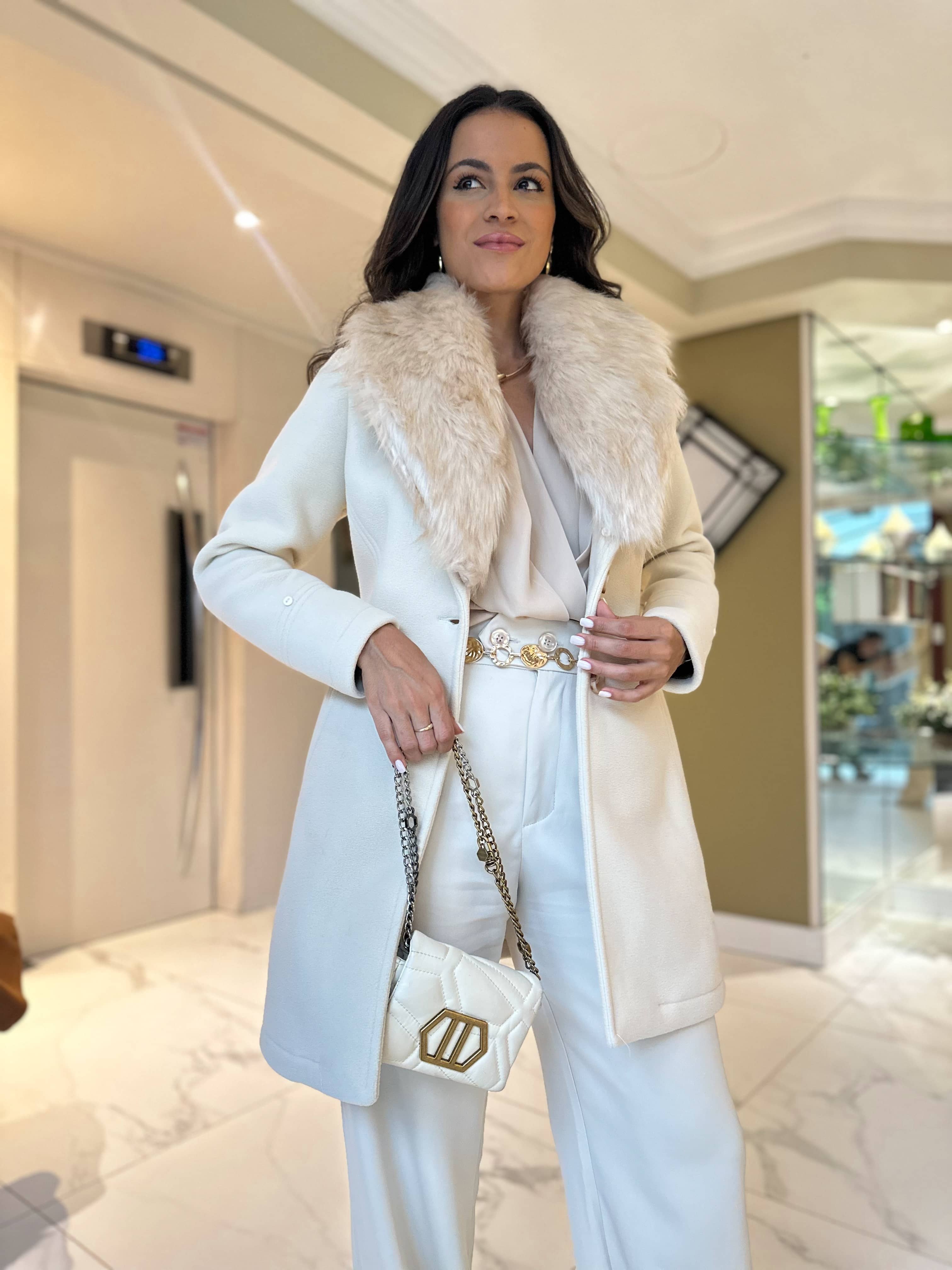 Casaco Ultra Premium Térmico Gola Pele Madrid Areia