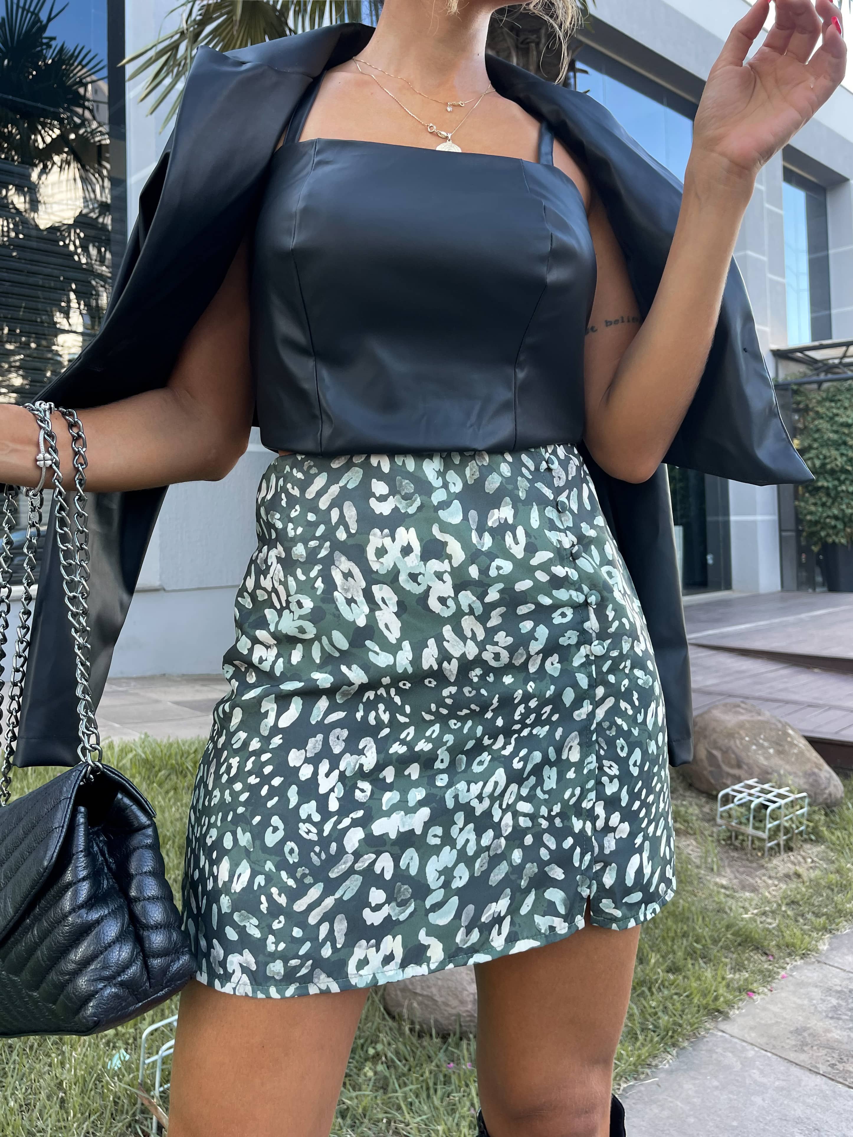 Cropped Couro Pamela Preto