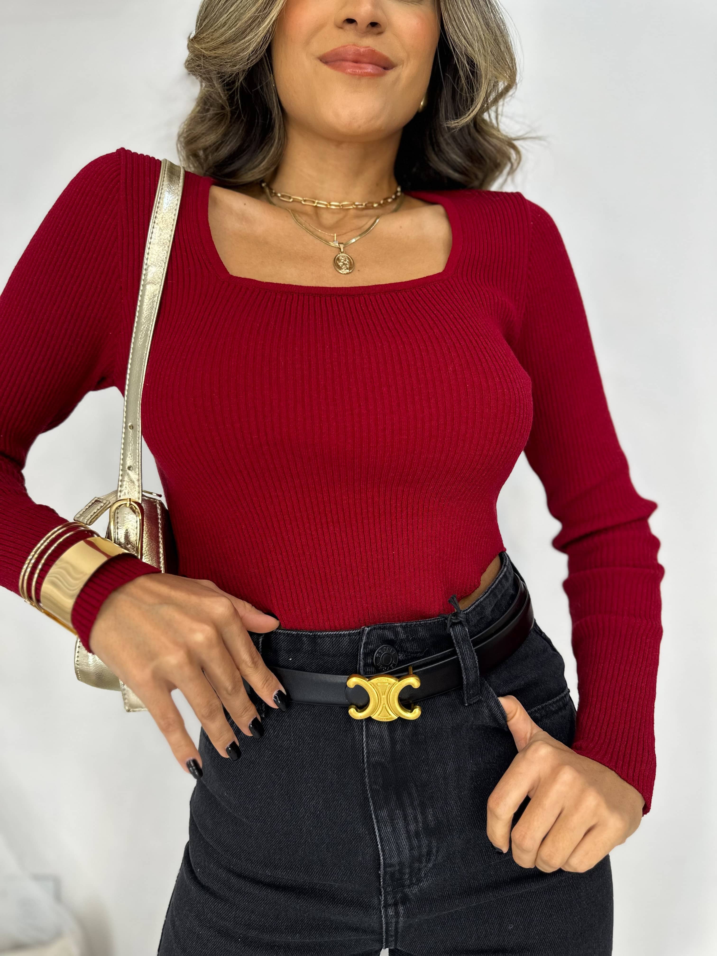 Blusa Canelada Cherry Pame