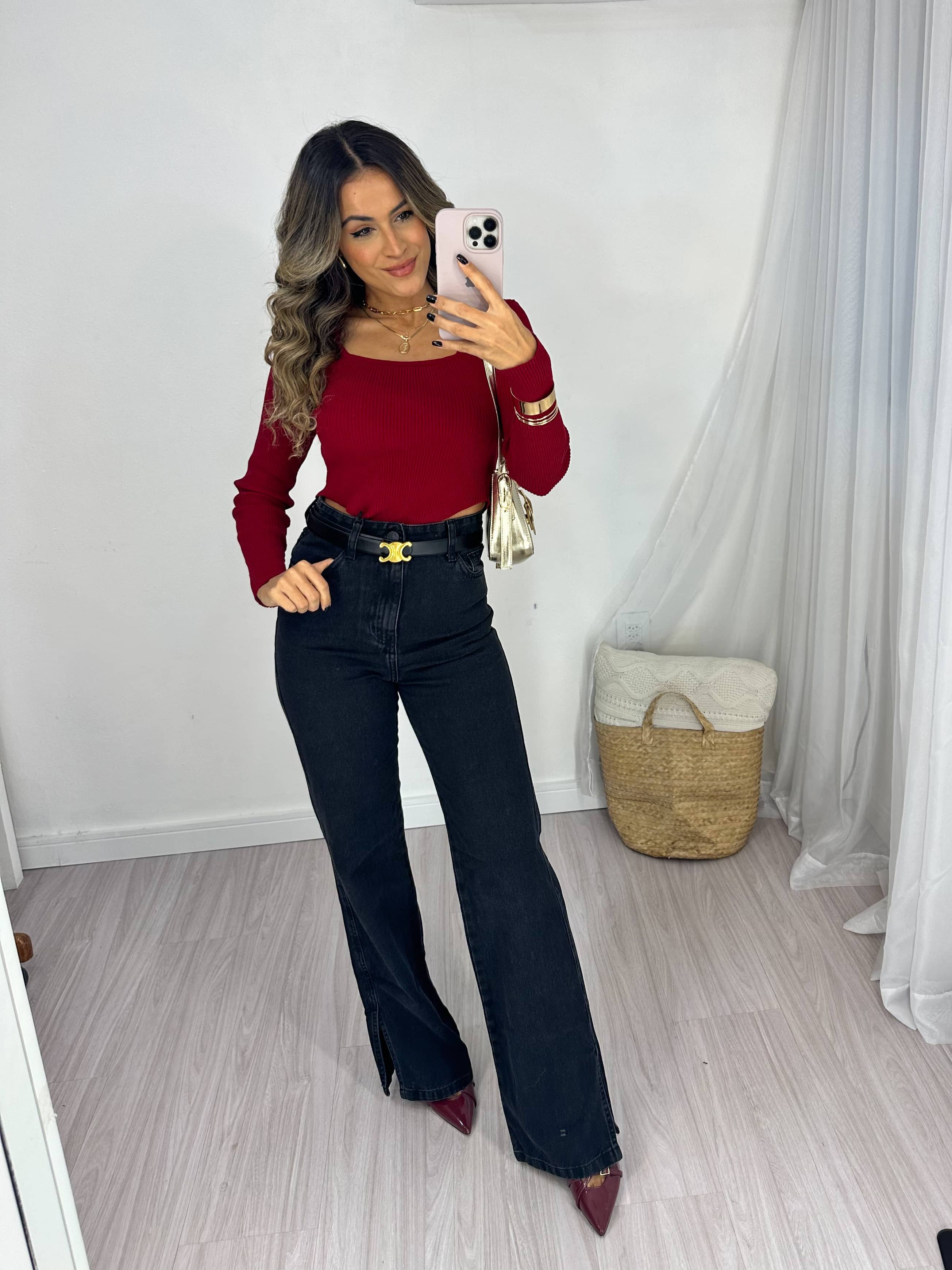 Blusa Canelada Cherry Pame