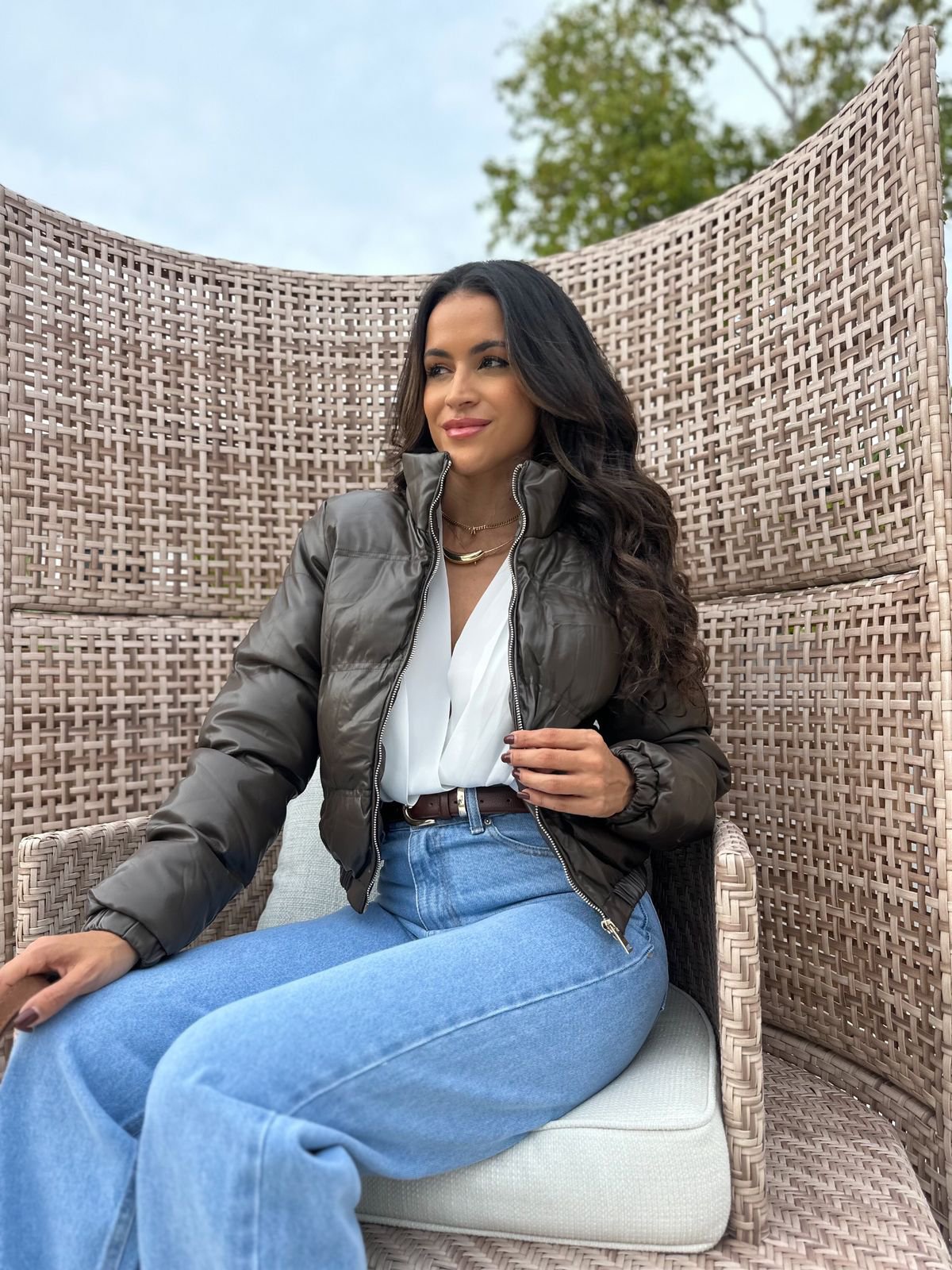 Jaqueta Puffer Marrom Rony