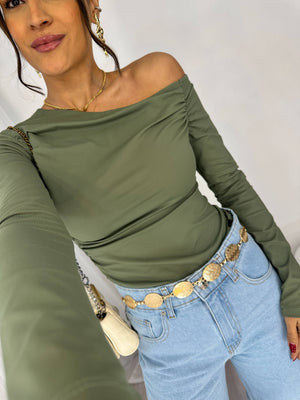 Blusa Ombro a Ombro Verde Thaly