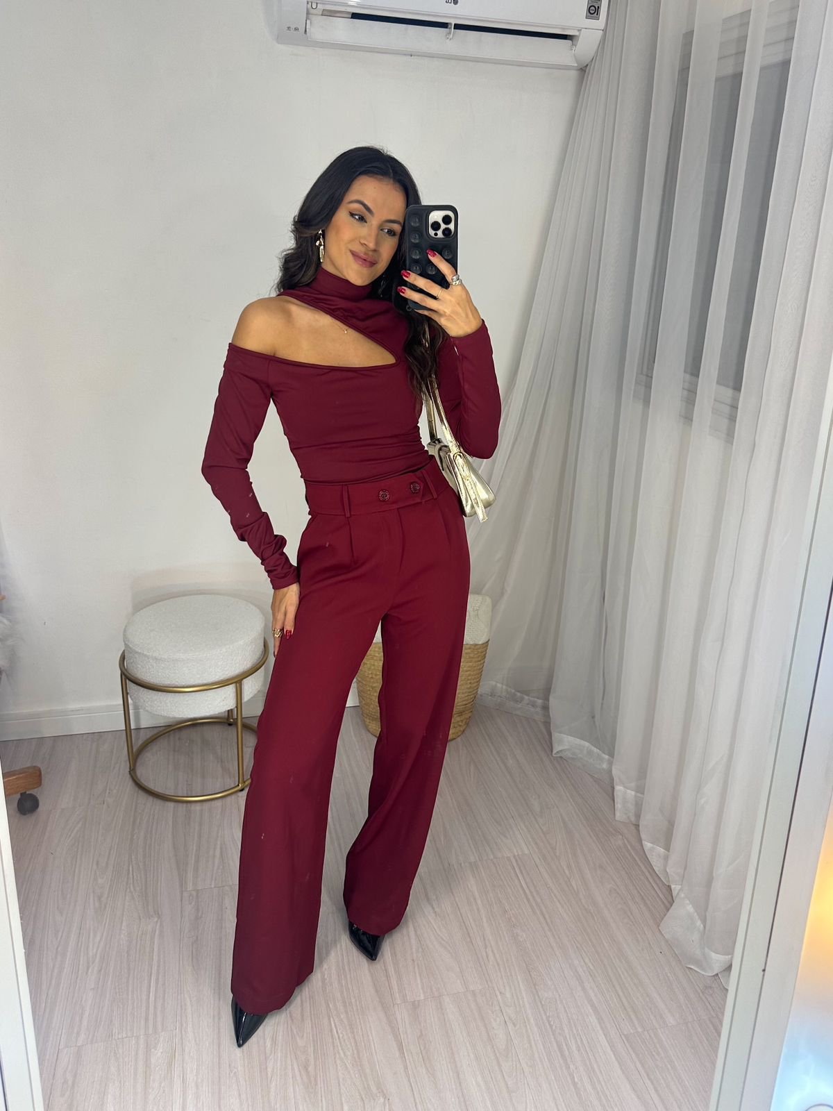 Calça Alfaiataria Wide Leg Vinho Tuty