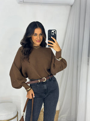 Blusa Tricot Marrom Wendy